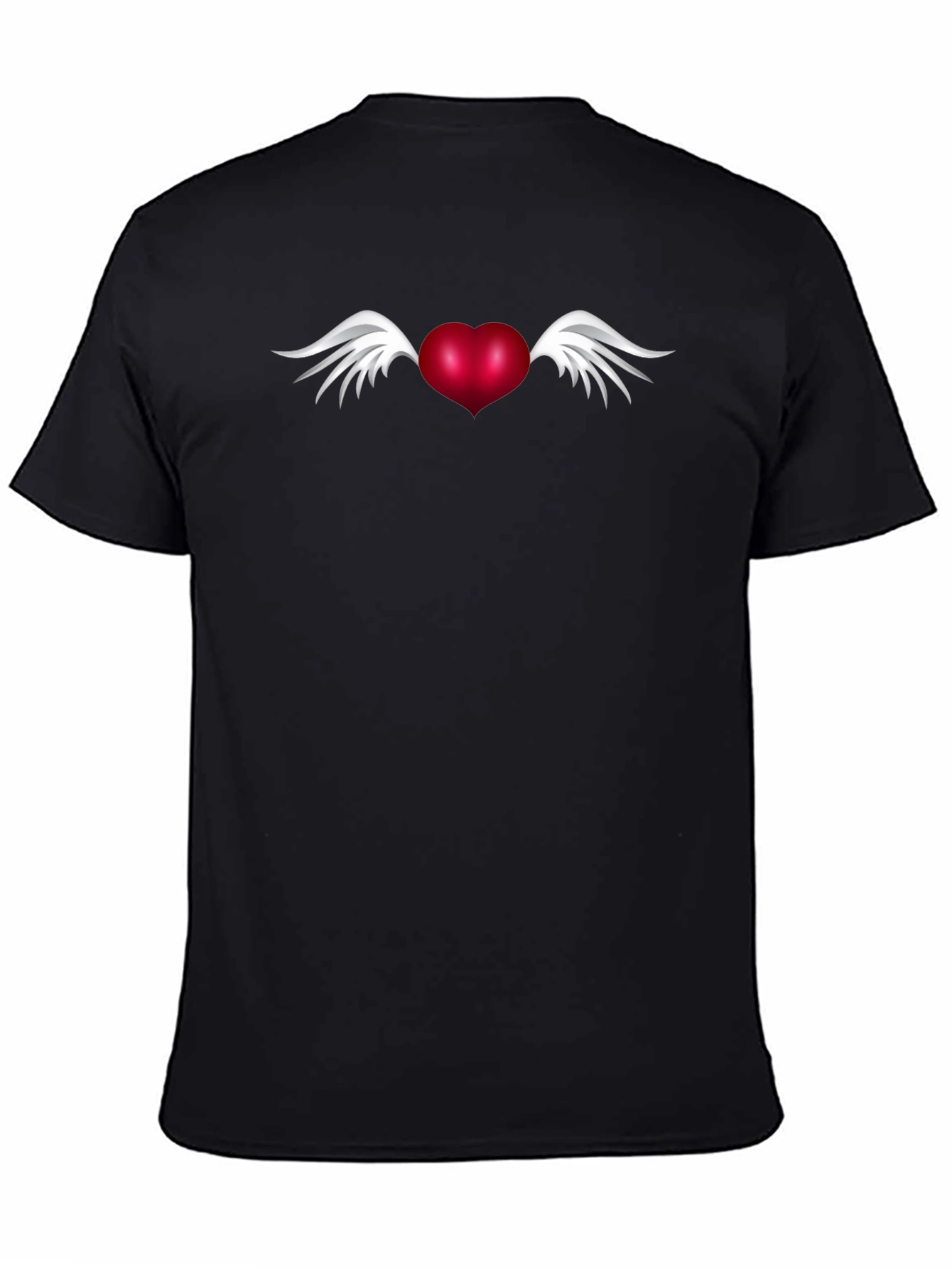 Winged Heart Graphic Tee - Black Cotton Blend Shirt