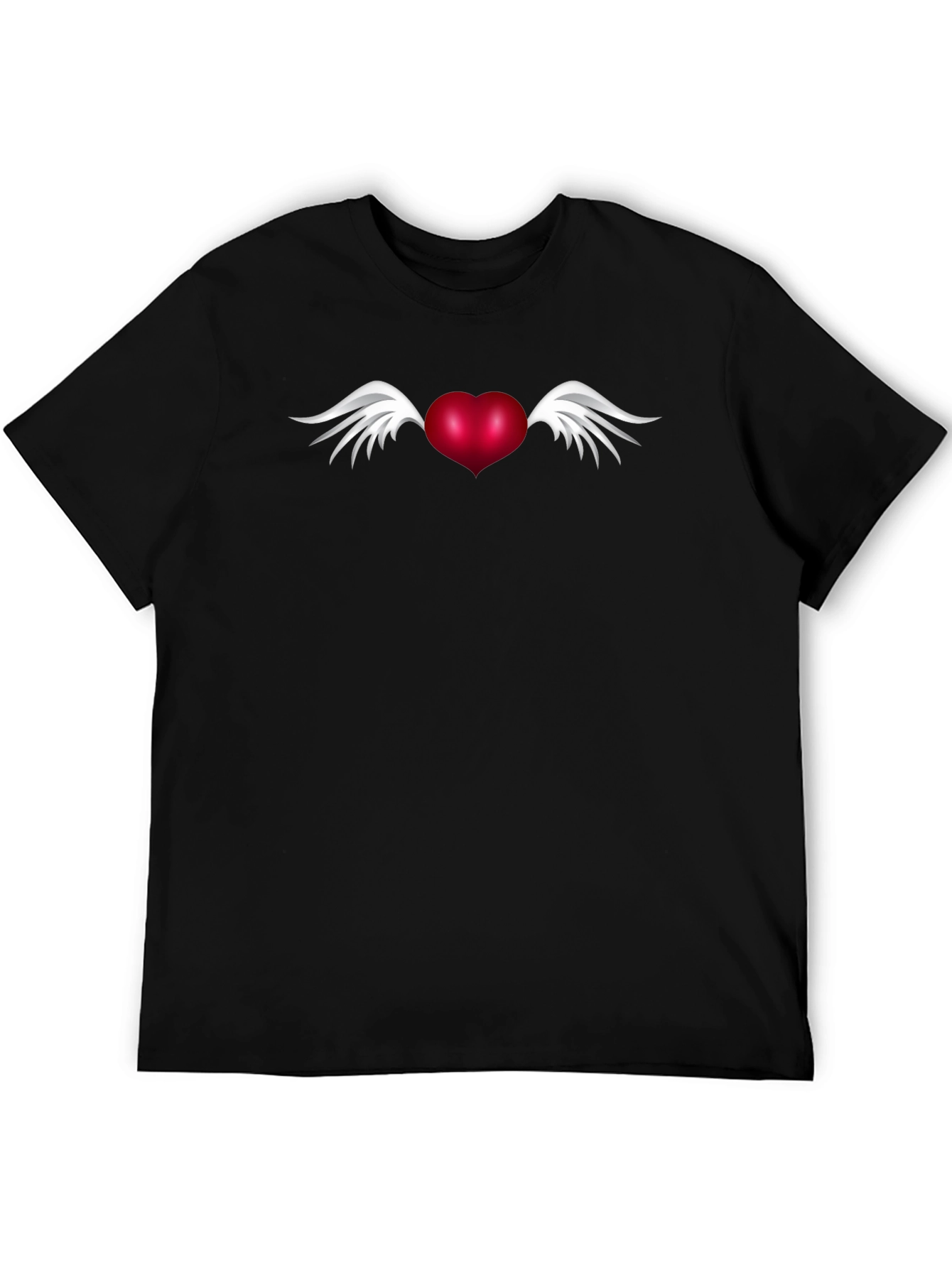 Winged Heart Graphic Tee - Black Cotton Blend Shirt
