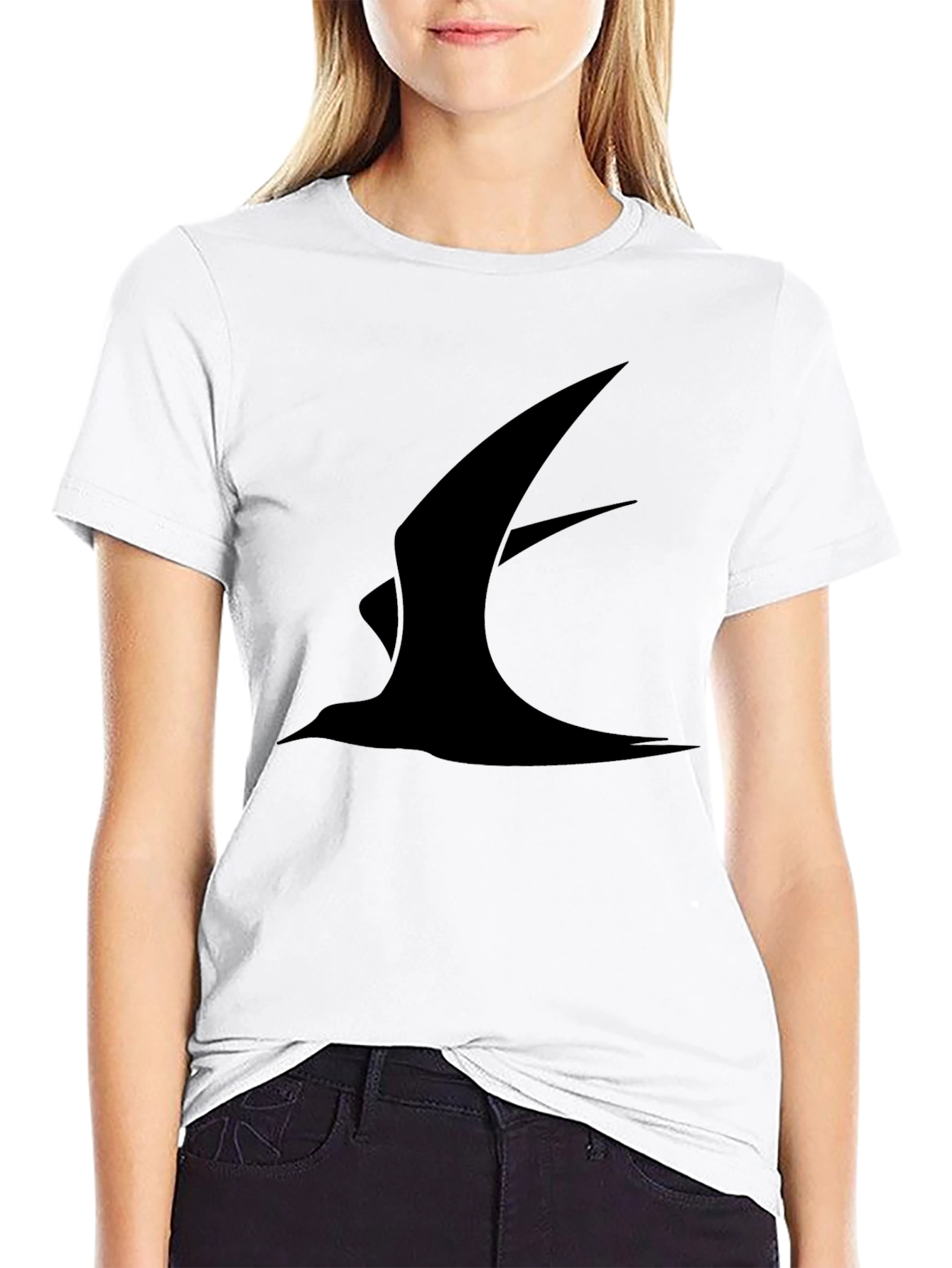 Mens Black T-Shirt with Abstract Bird Design