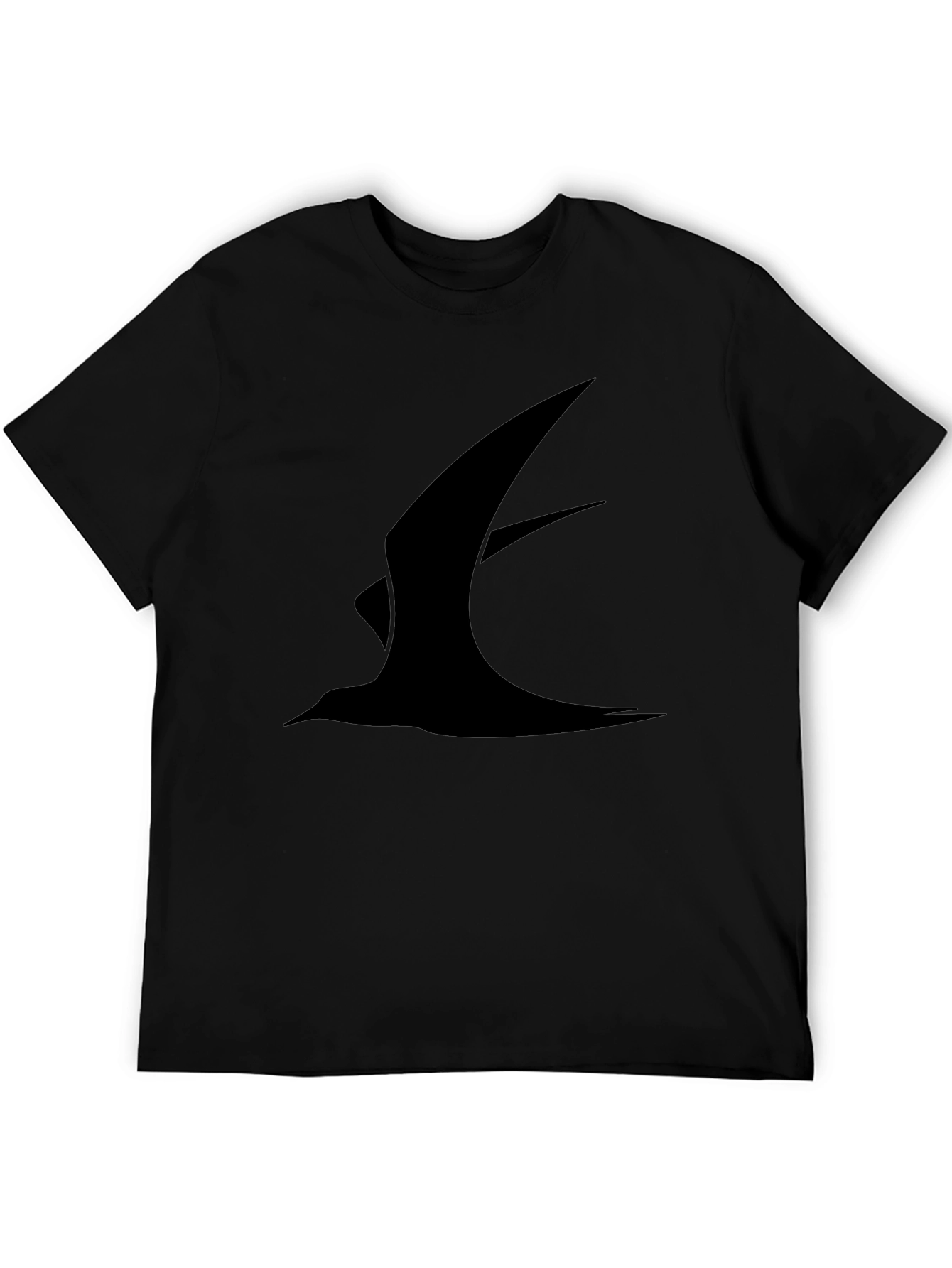 Mens Black T-Shirt with Abstract Bird Design