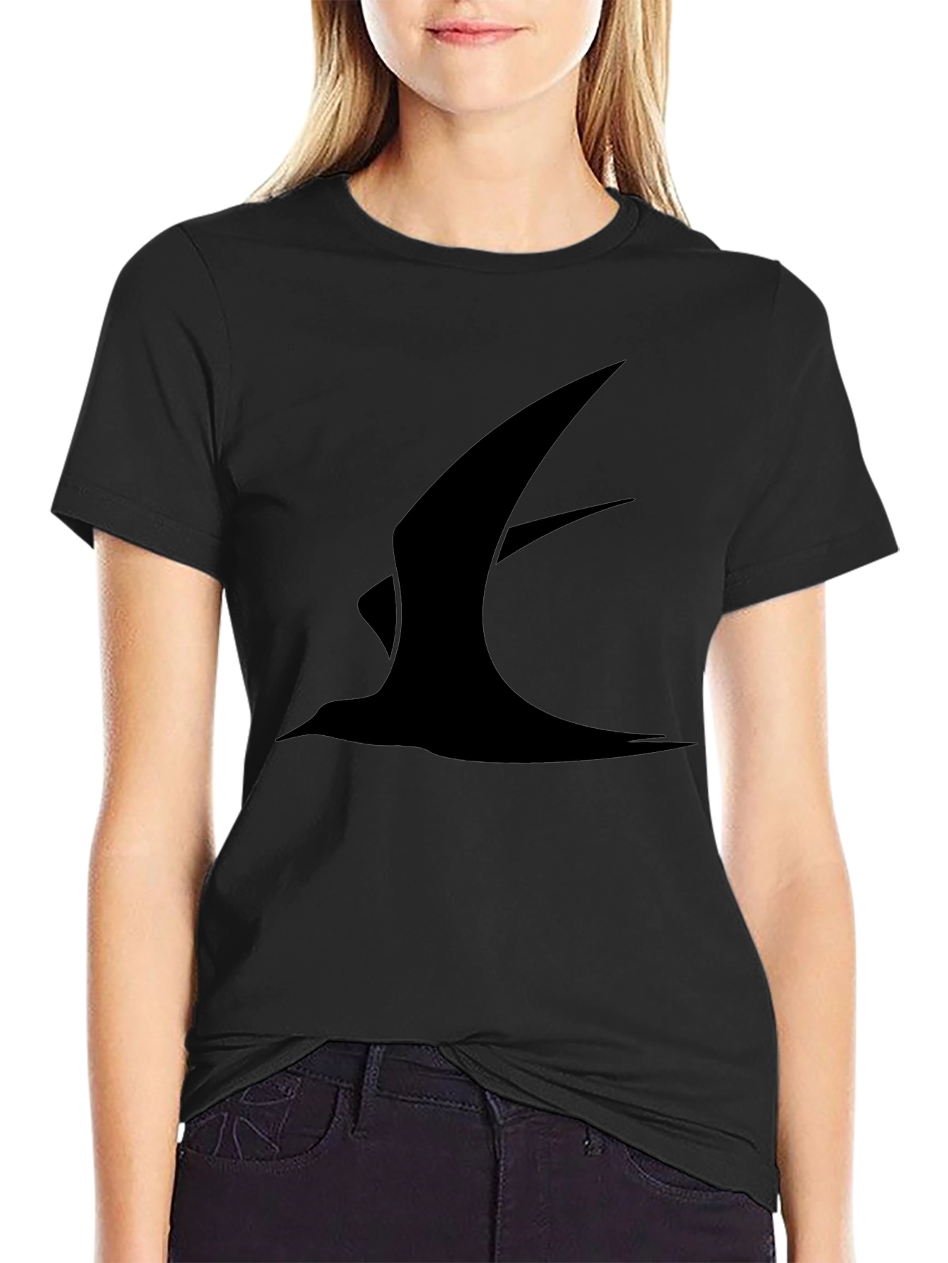 Mens Black T-Shirt with Abstract Bird Design