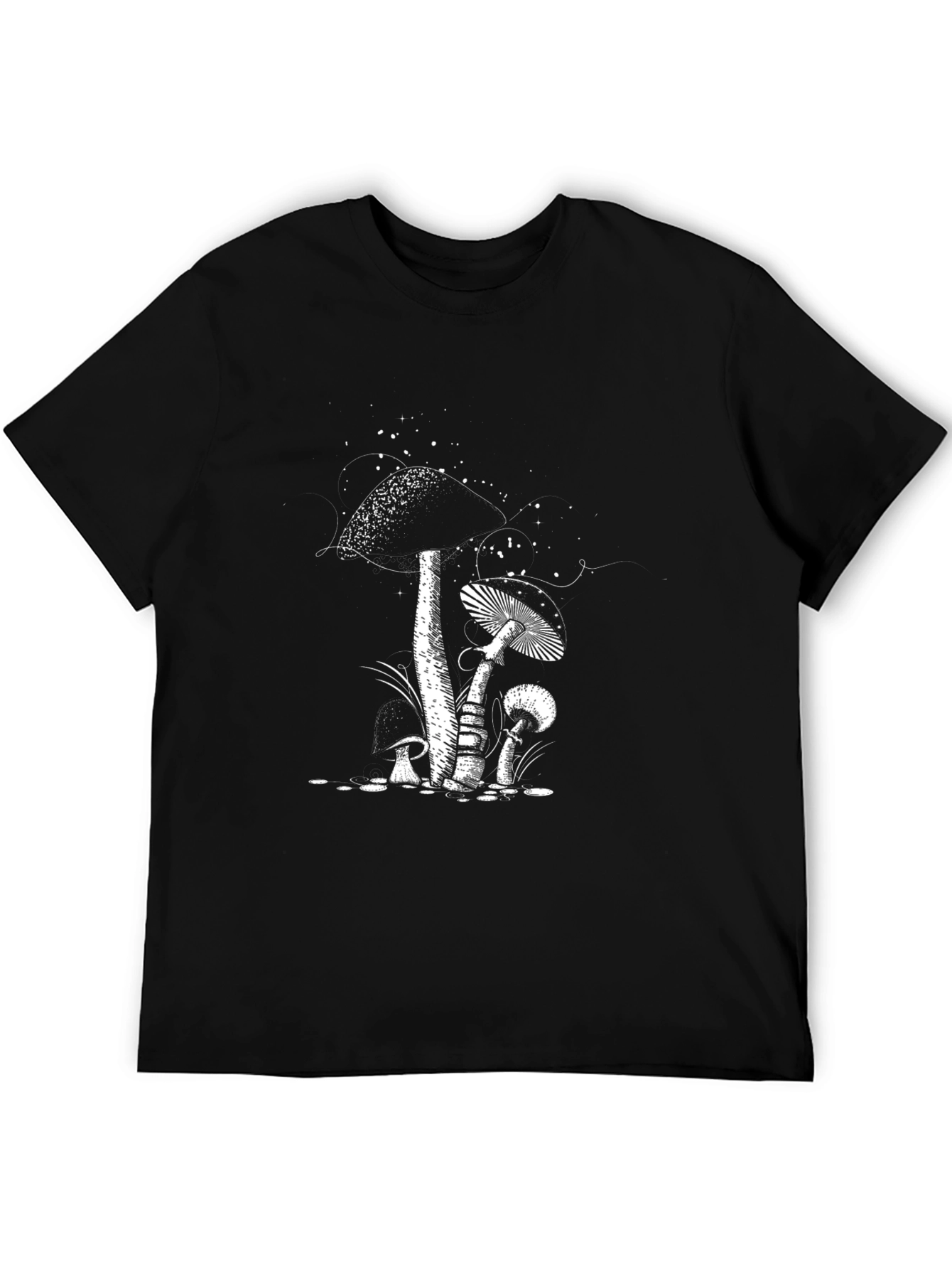 Mushroom Print Black T-Shirt