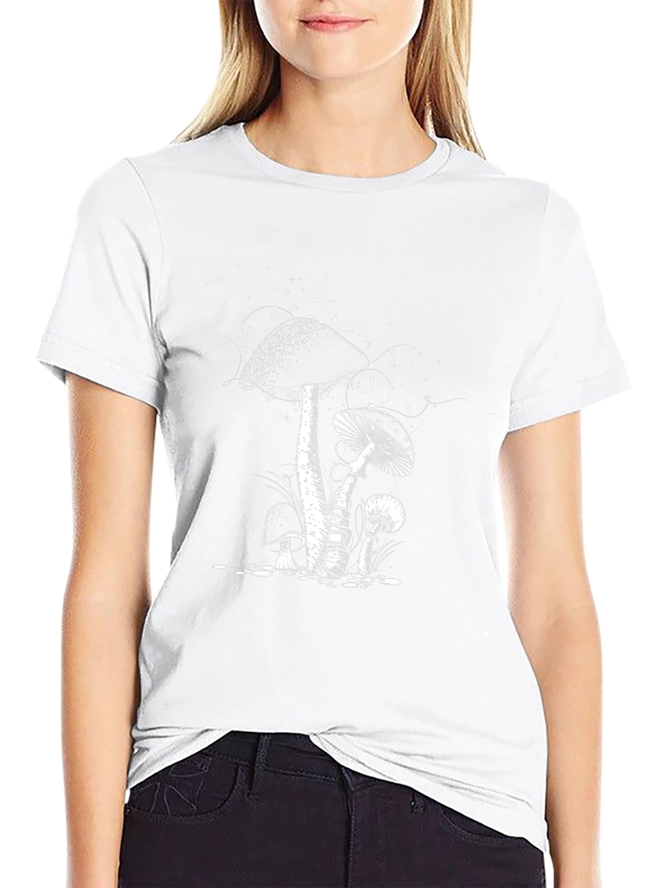 Mushroom Print Black T-Shirt