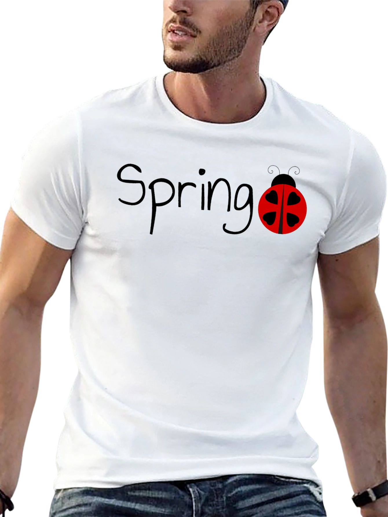 Spring Ladybug Black T-Shirt