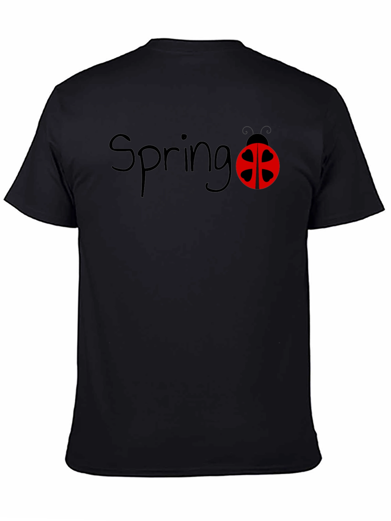 Spring Ladybug Black T-Shirt