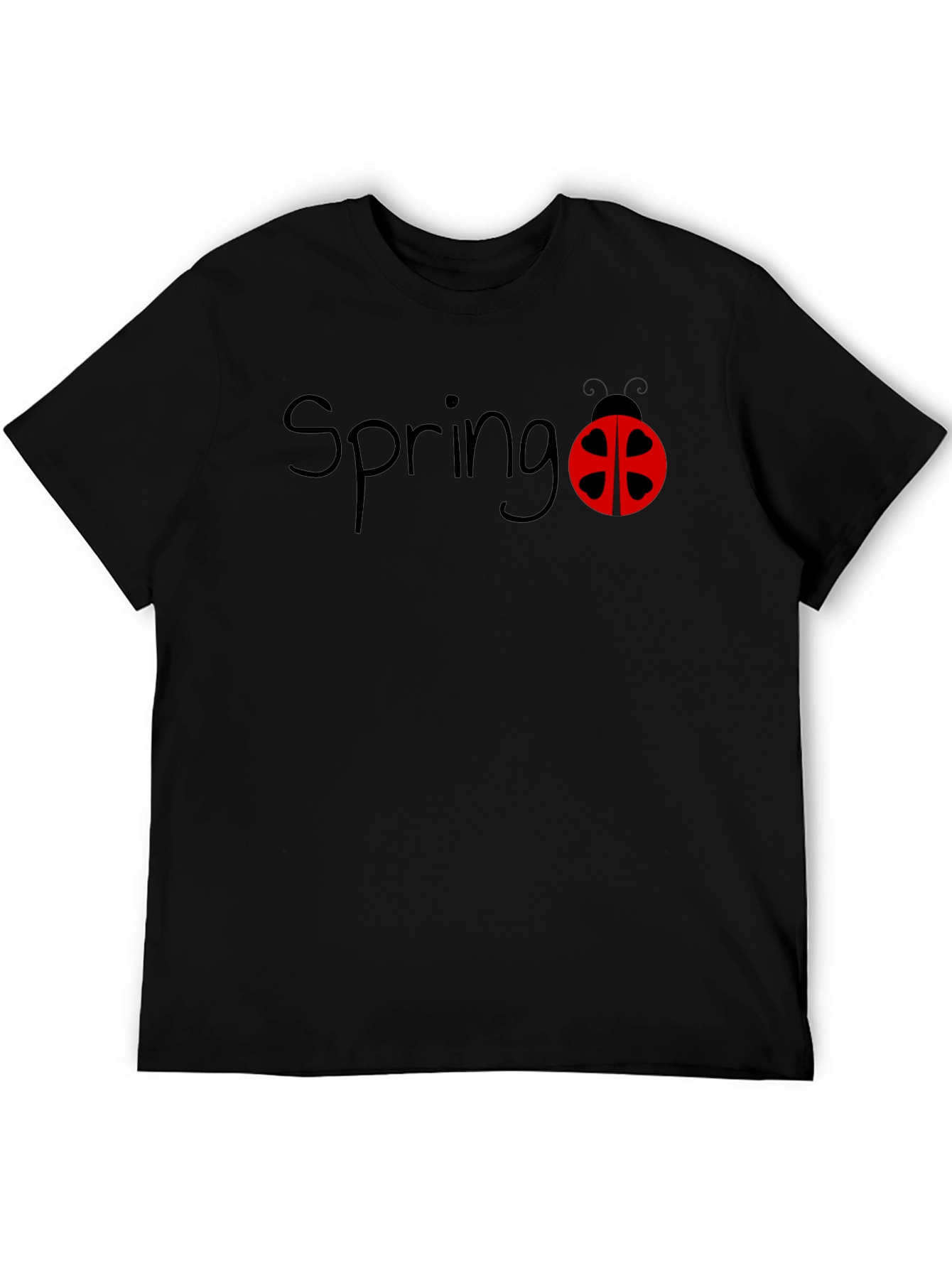 Spring Ladybug Black T-Shirt