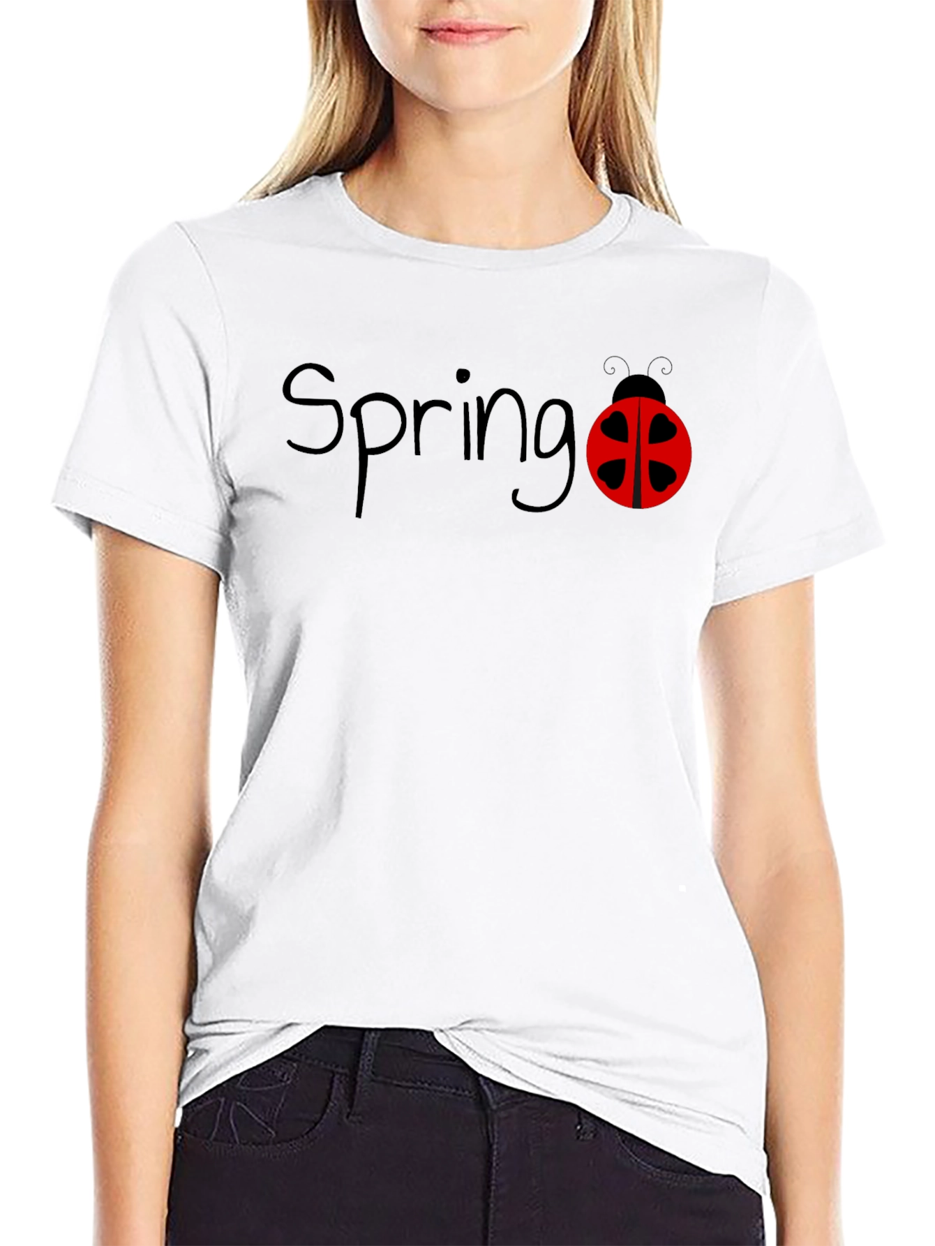 Spring Ladybug Black T-Shirt