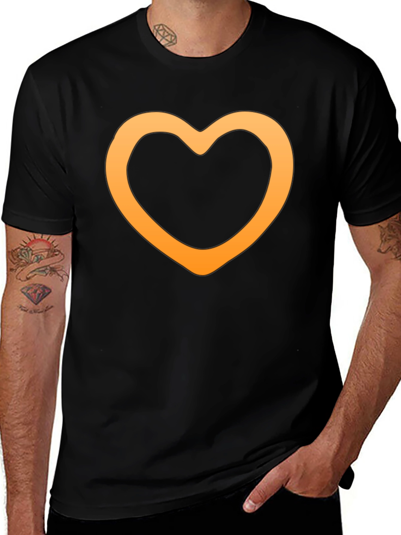 Heart Outline Graphic Tee - Stylish Black T-Shirt