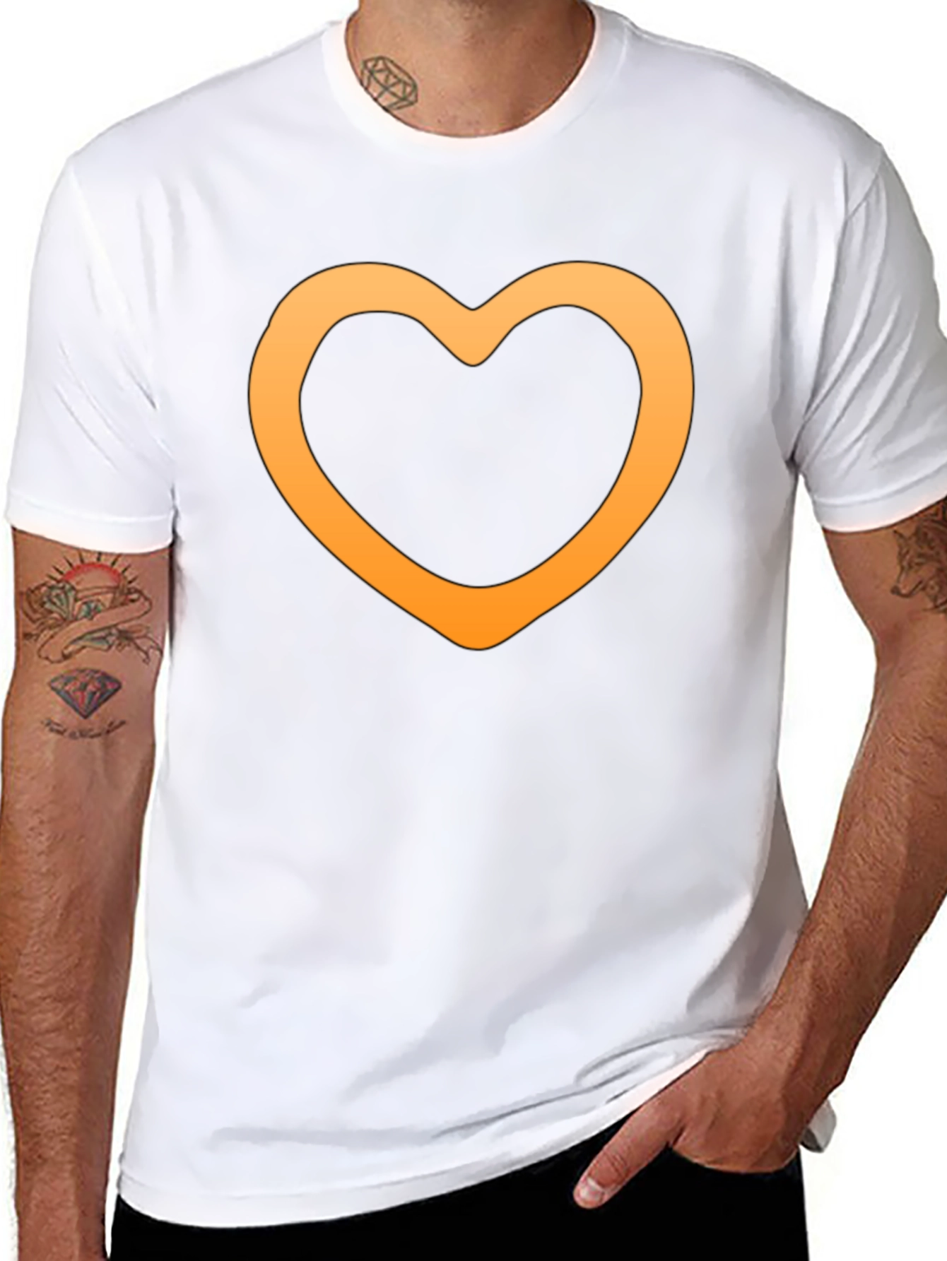 Heart Outline Graphic Tee - Stylish Black T-Shirt