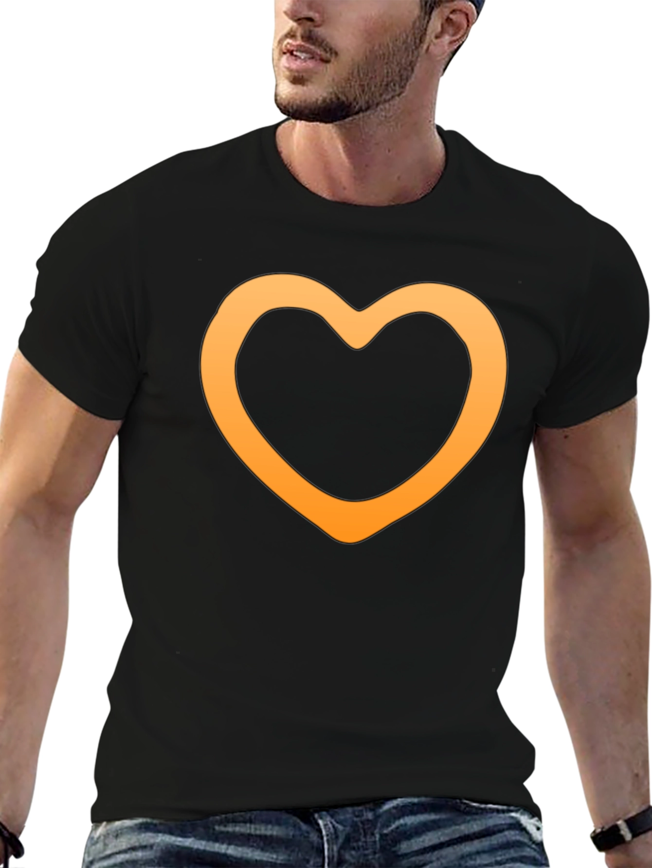 Heart Outline Graphic Tee - Stylish Black T-Shirt