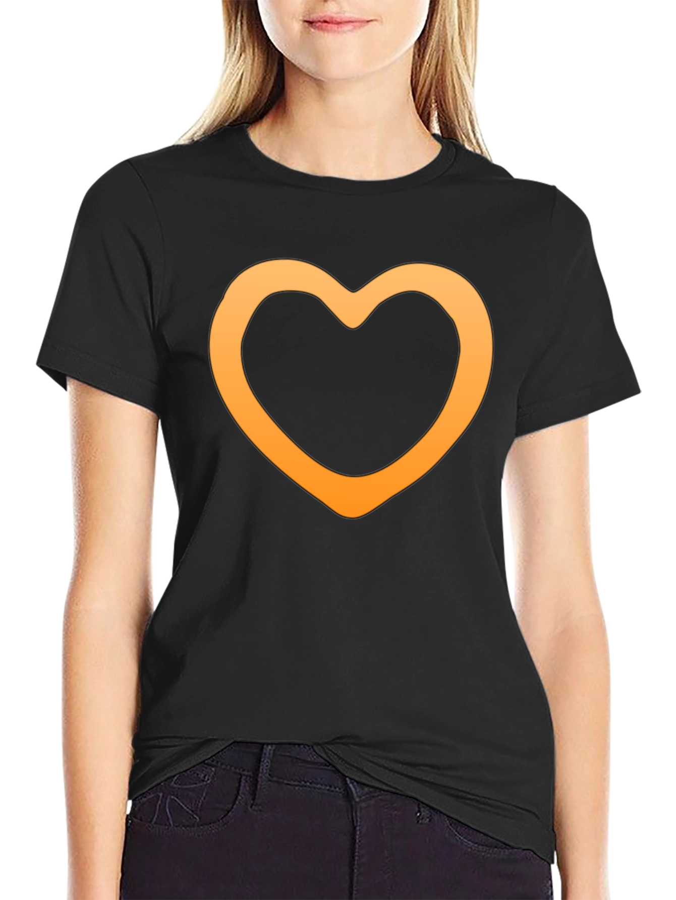 Heart Outline Graphic Tee - Stylish Black T-Shirt