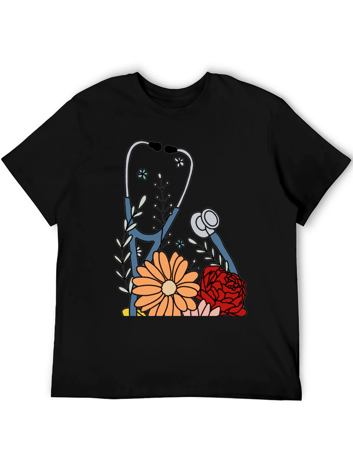 Floral Stethoscope Graphic Tee - Medical Professional Apparel