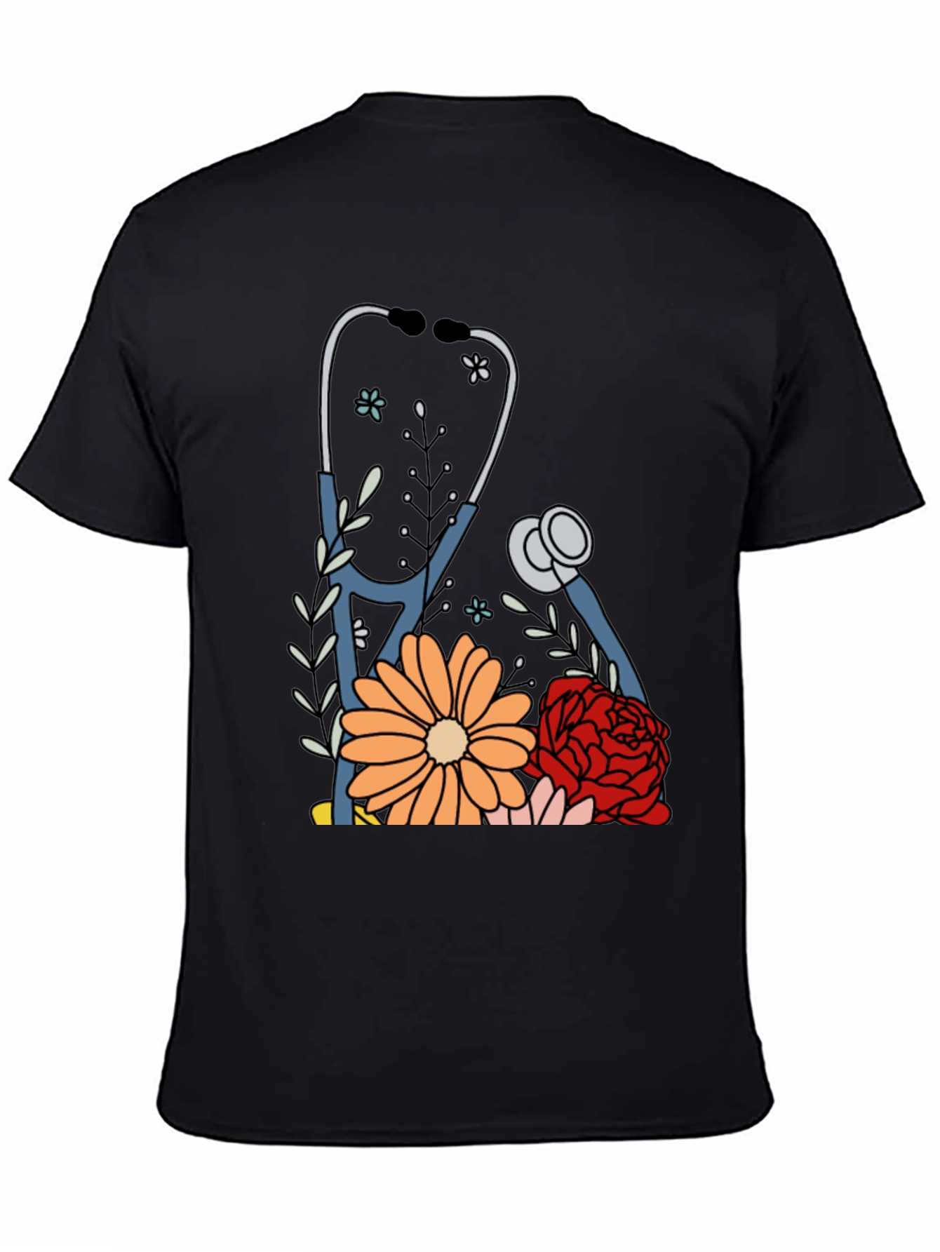 Floral Stethoscope Graphic Tee - Medical Professional Apparel