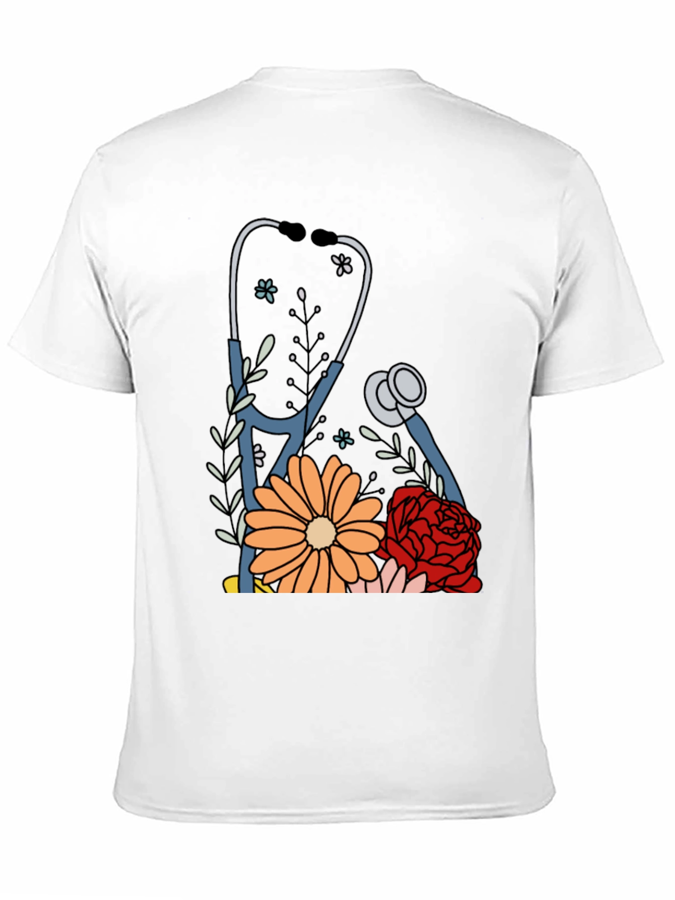 Floral Stethoscope Graphic Tee - Medical Professional Apparel