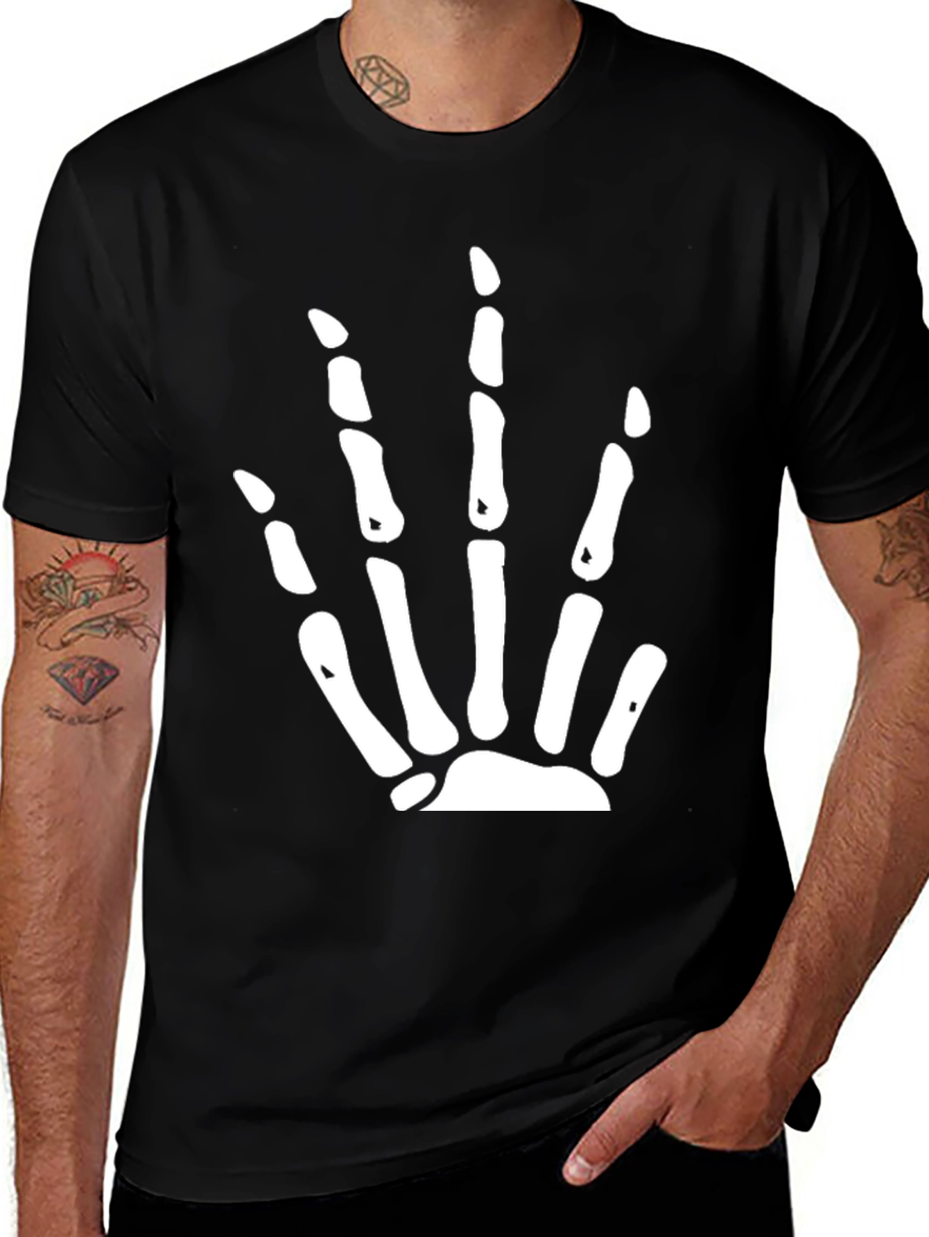 Skeleton Hand Graphic Black T-Shirt