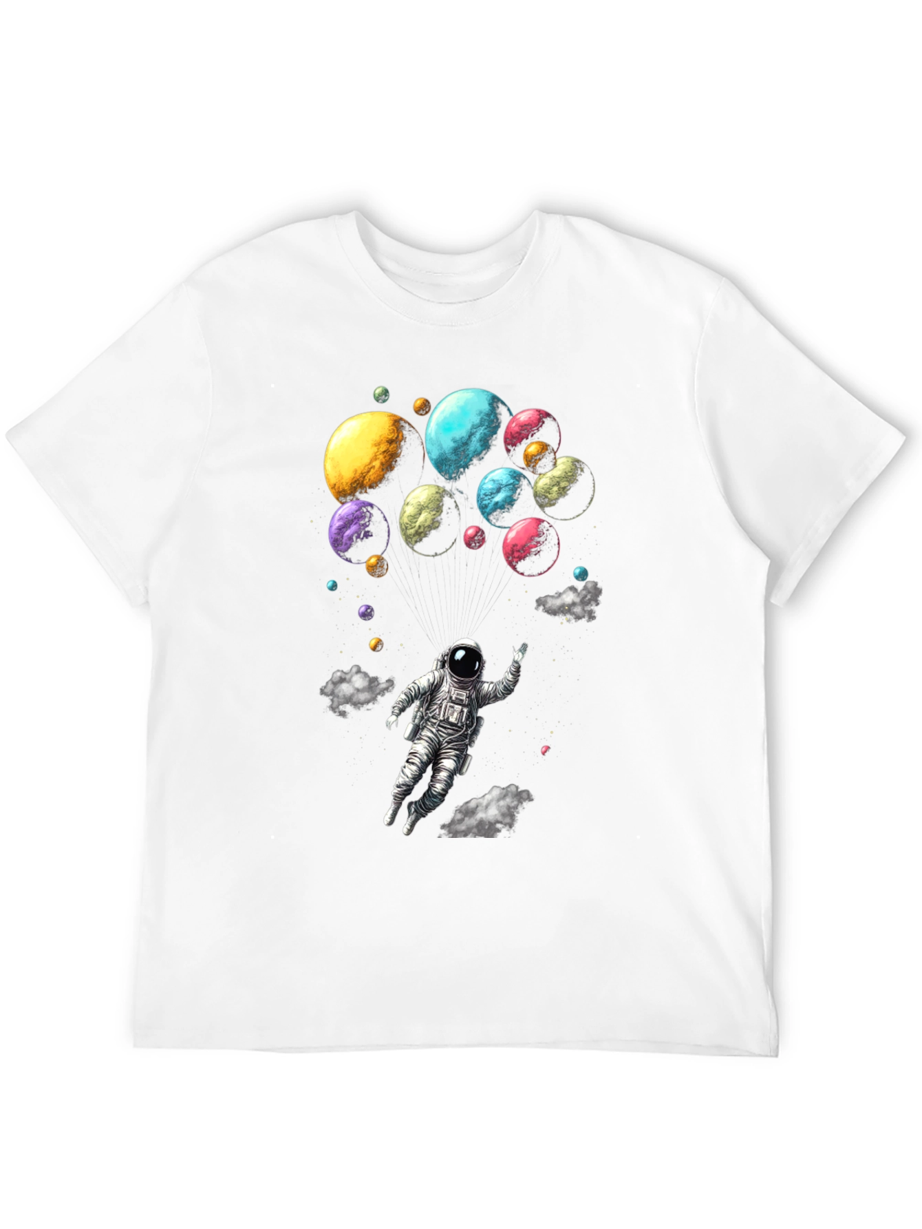 Astronaut & Planets Graphic Tee - Mens Black T-Shirt