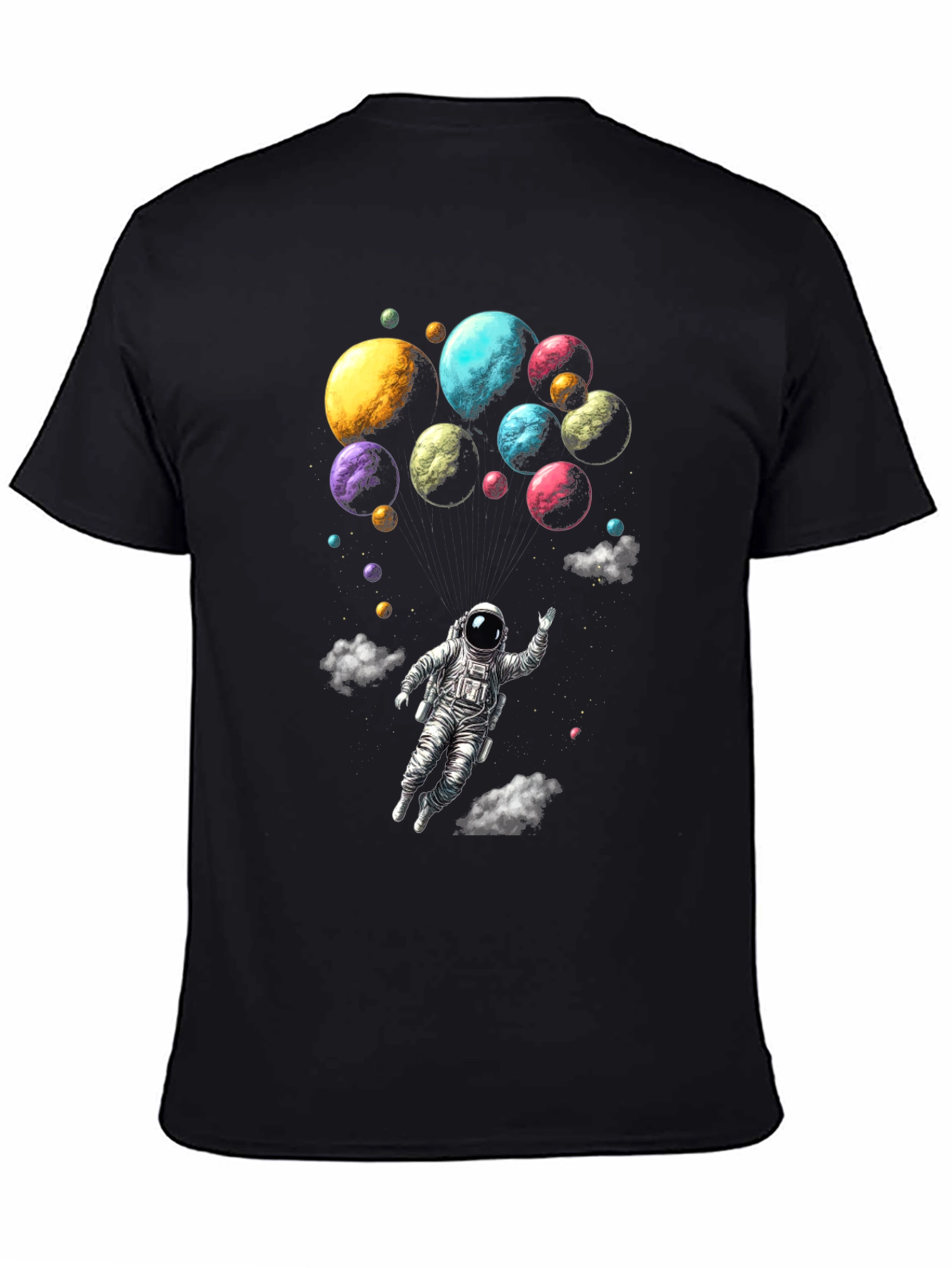 Astronaut & Planets Graphic Tee - Mens Black T-Shirt