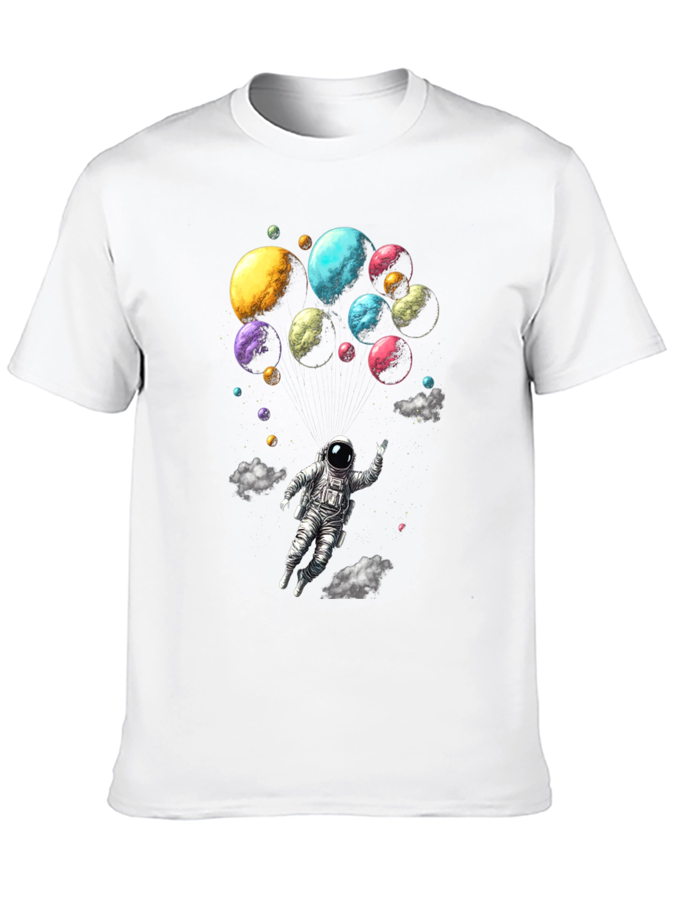 Astronaut & Planets Graphic Tee - Mens Black T-Shirt