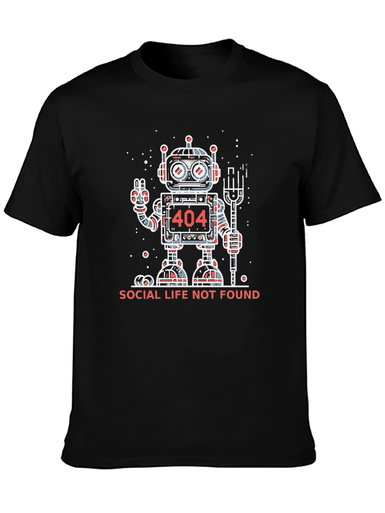 Social Life Not Found Robot Graphic T-Shirt