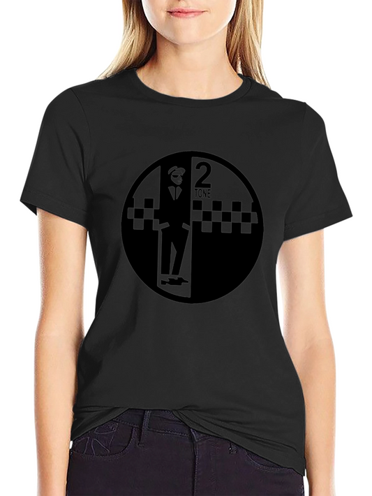 2 Tone Graphic T-Shirt - Black Round Design
