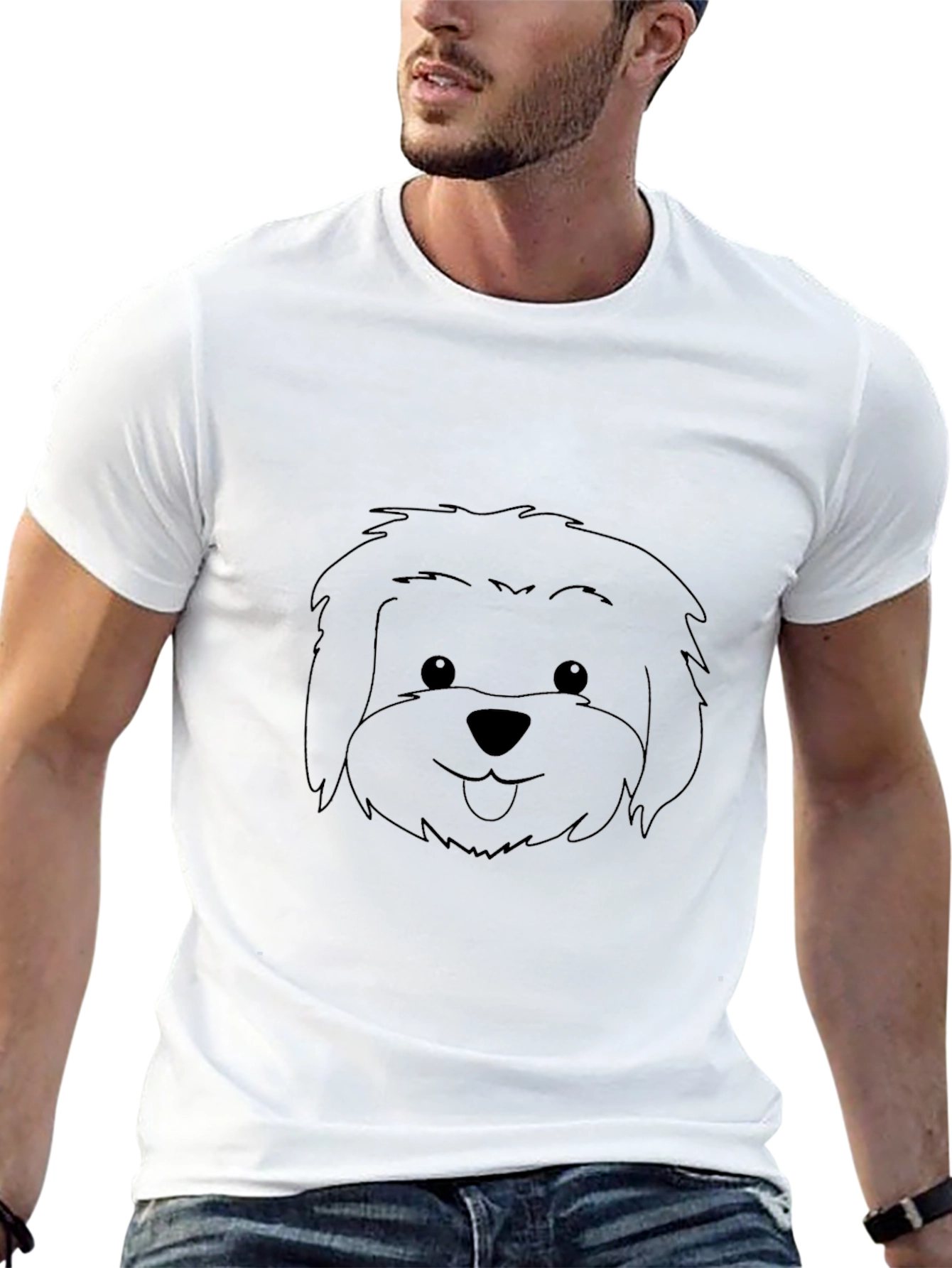 Cute Dog Graphic Tee - Black