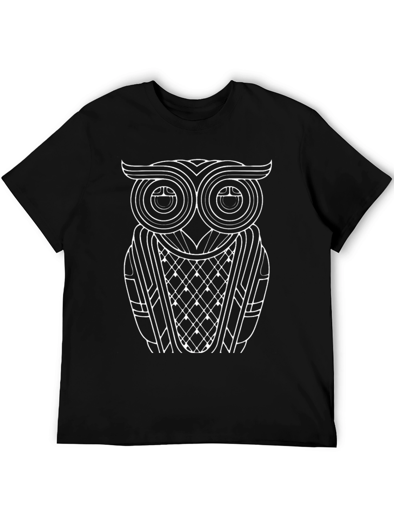 Owl Graphic Print T-Shirt - Black