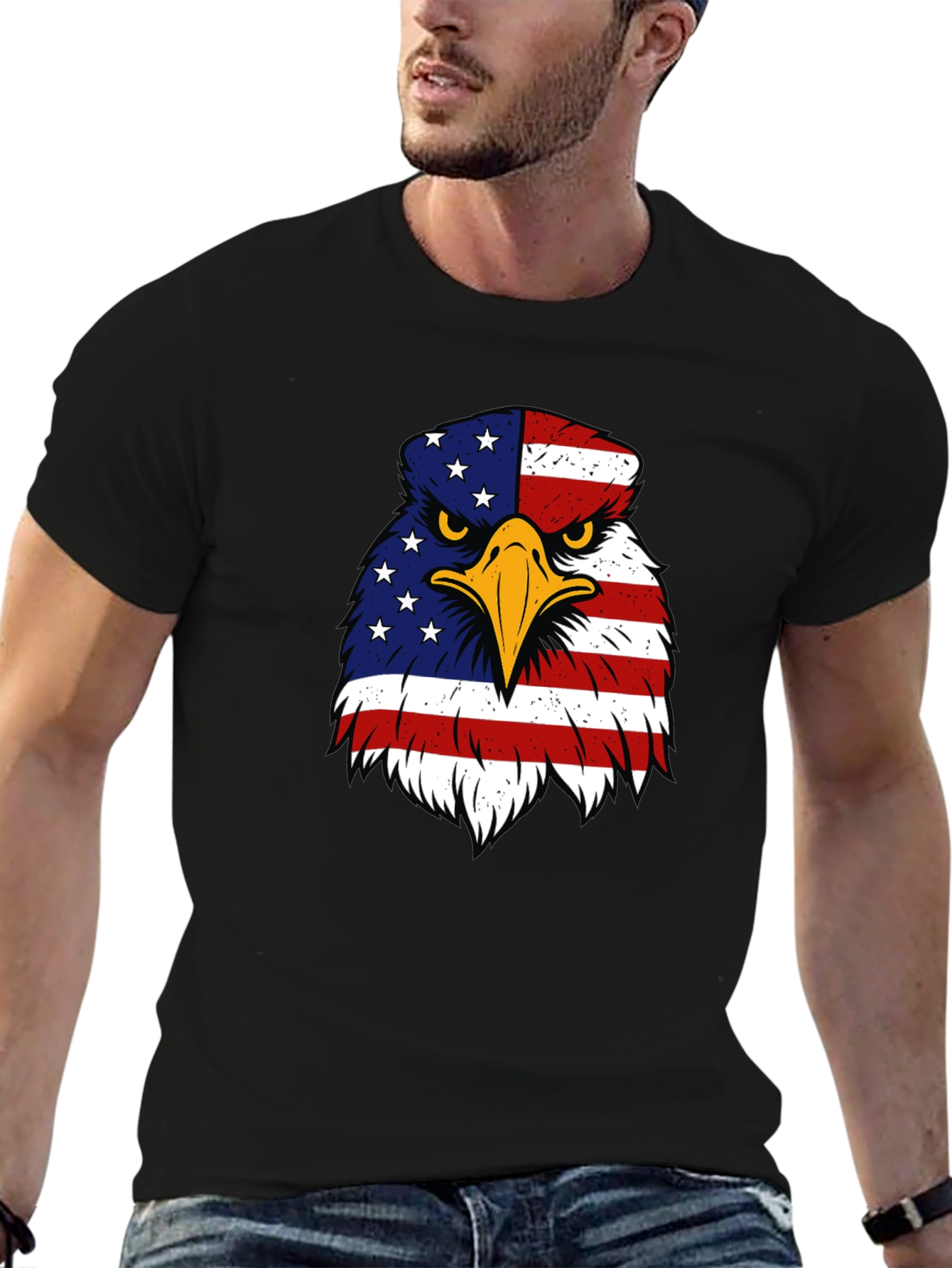 Patriotic Eagle USA Flag Graphic T-Shirt