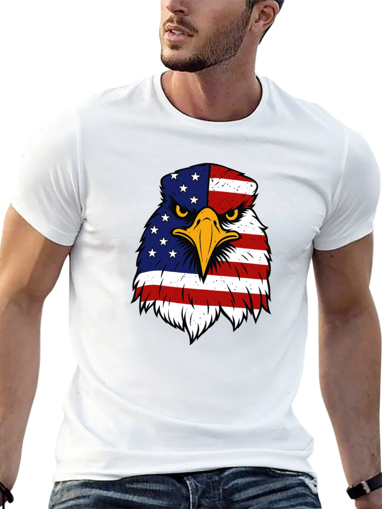 Patriotic Eagle USA Flag Graphic T-Shirt