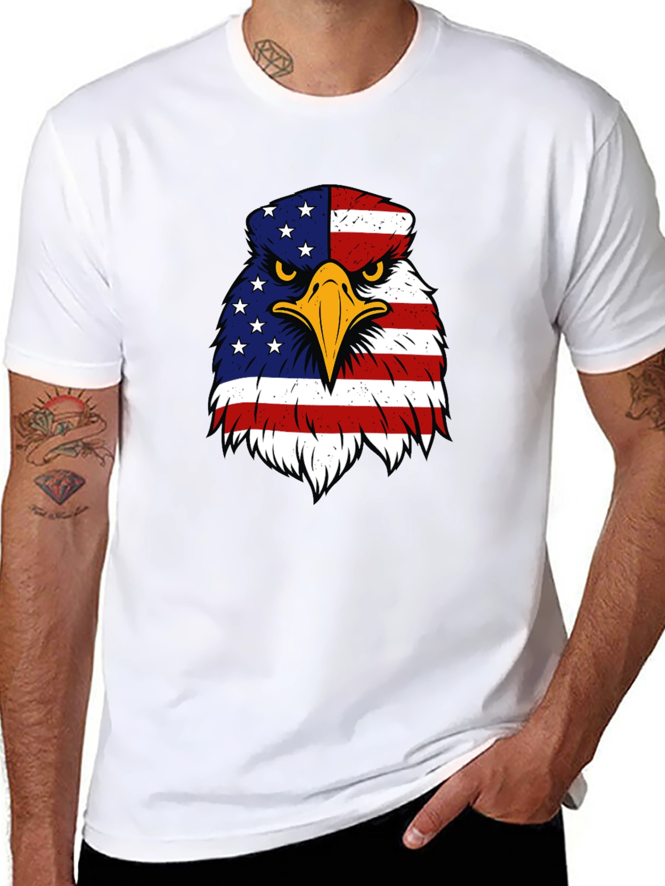 Patriotic Eagle USA Flag Graphic T-Shirt