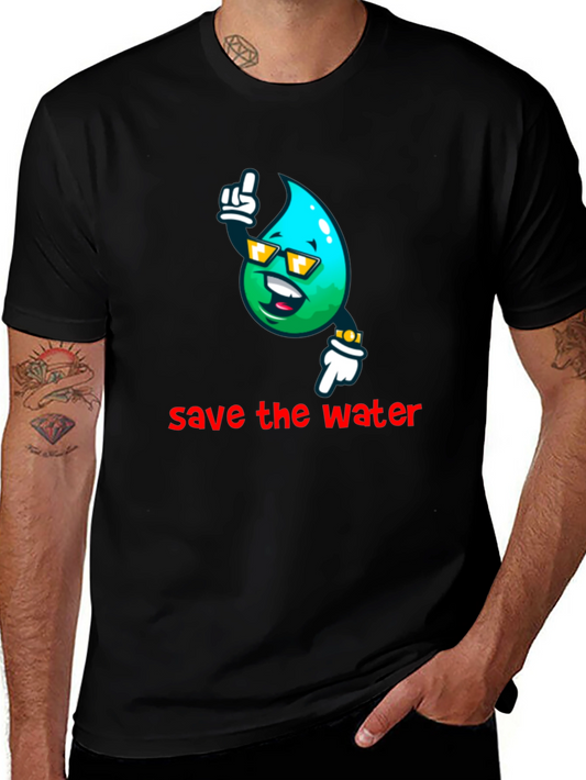 Save the Water Graphic Tee - Cool Water Drop Design