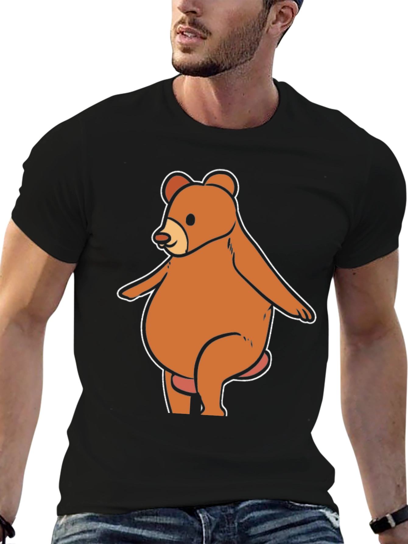 Funny Bear Graphic T-Shirt - Casual Black Tee