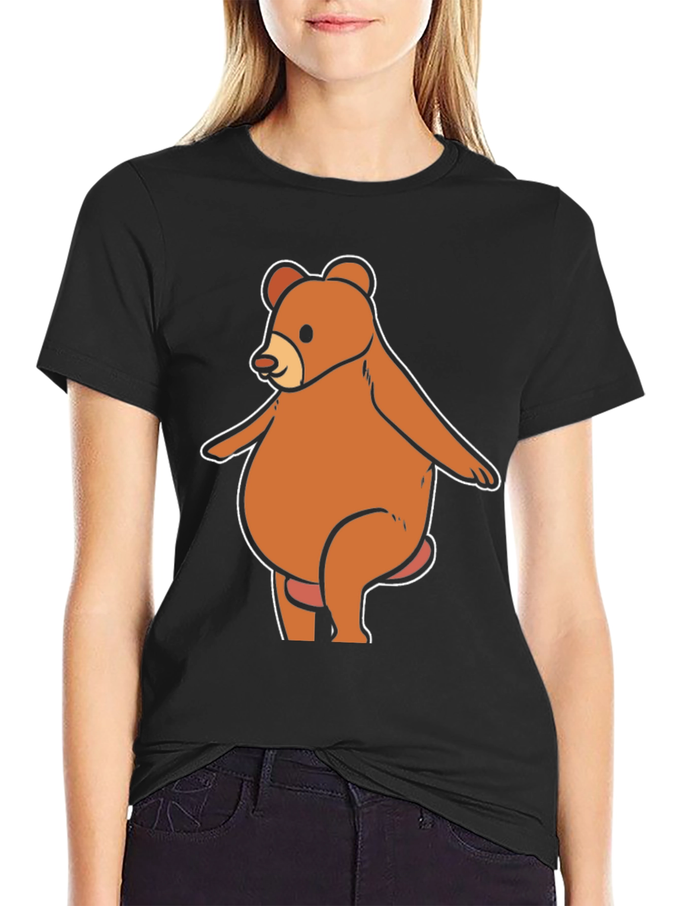 Funny Bear Graphic T-Shirt - Casual Black Tee