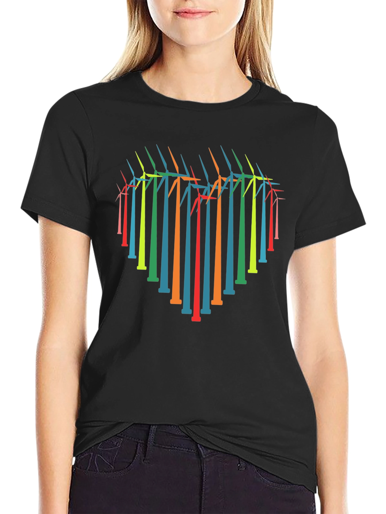 Heart Windmill Graphic Tee - Eco-Friendly Style