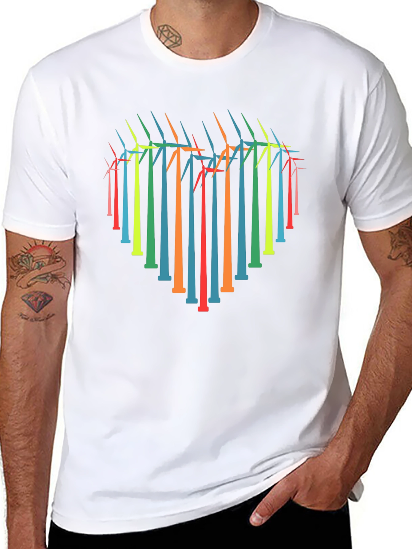 Heart Windmill Graphic Tee - Eco-Friendly Style