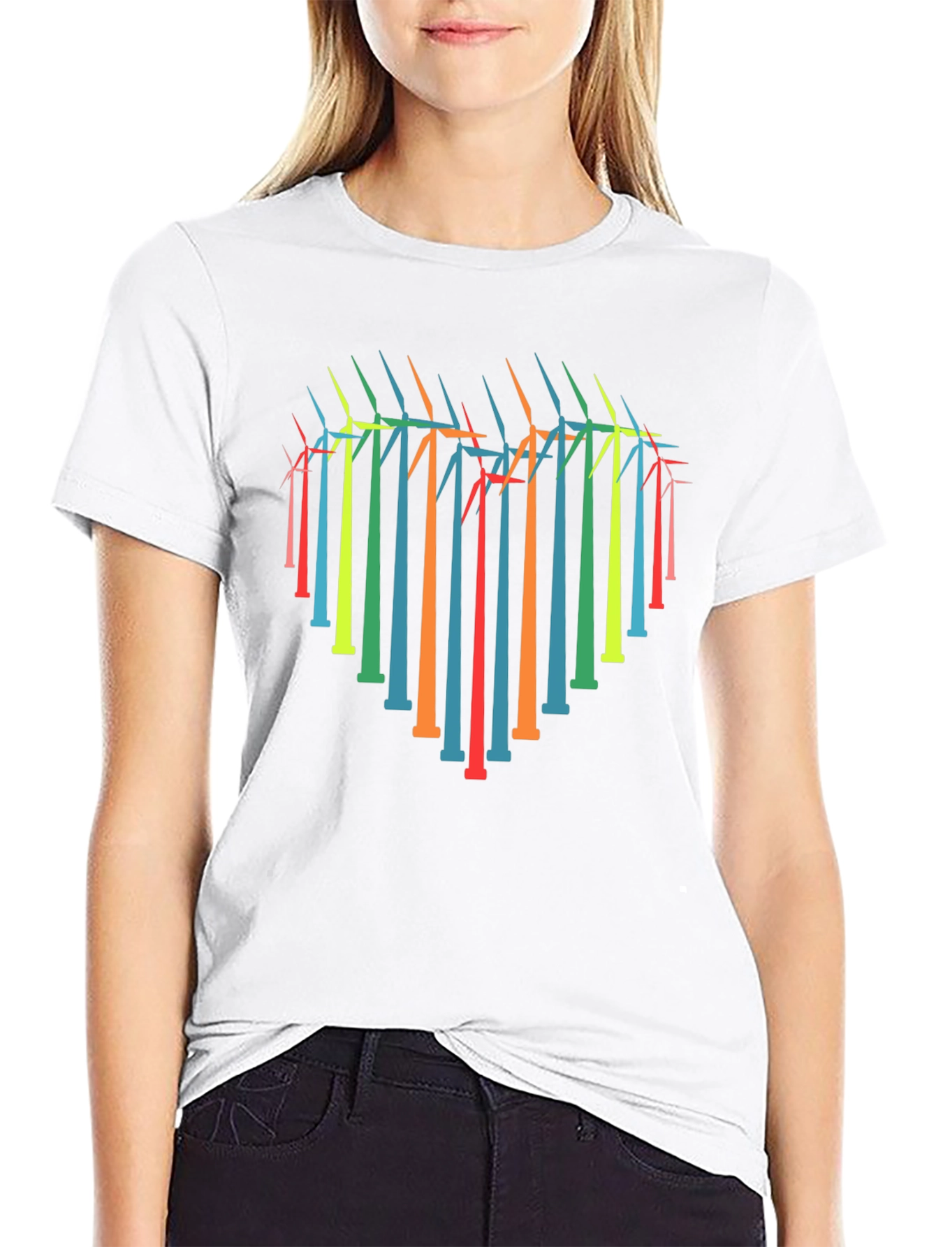 Heart Windmill Graphic Tee - Eco-Friendly Style