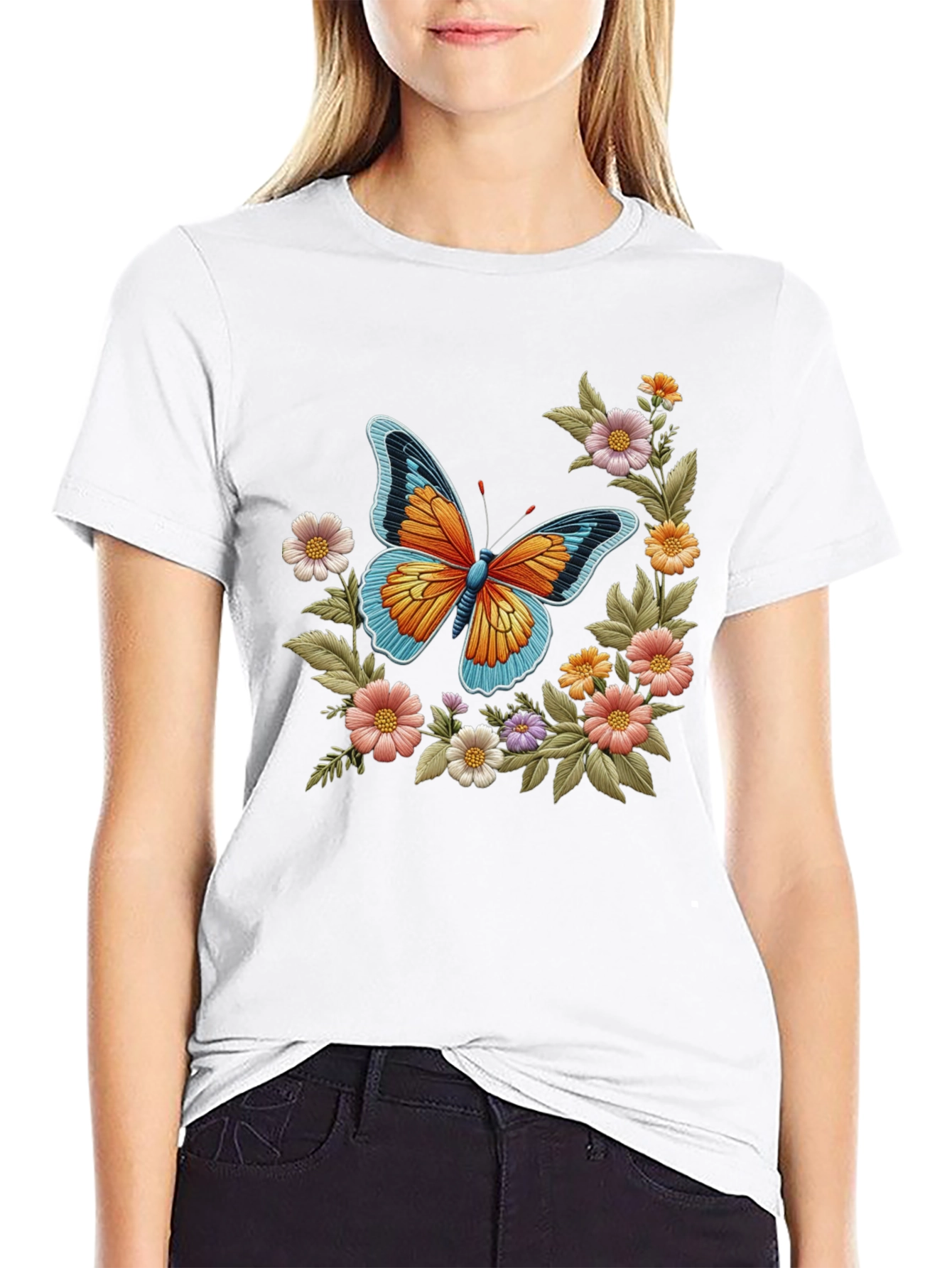 Butterfly Floral Print T-Shirt