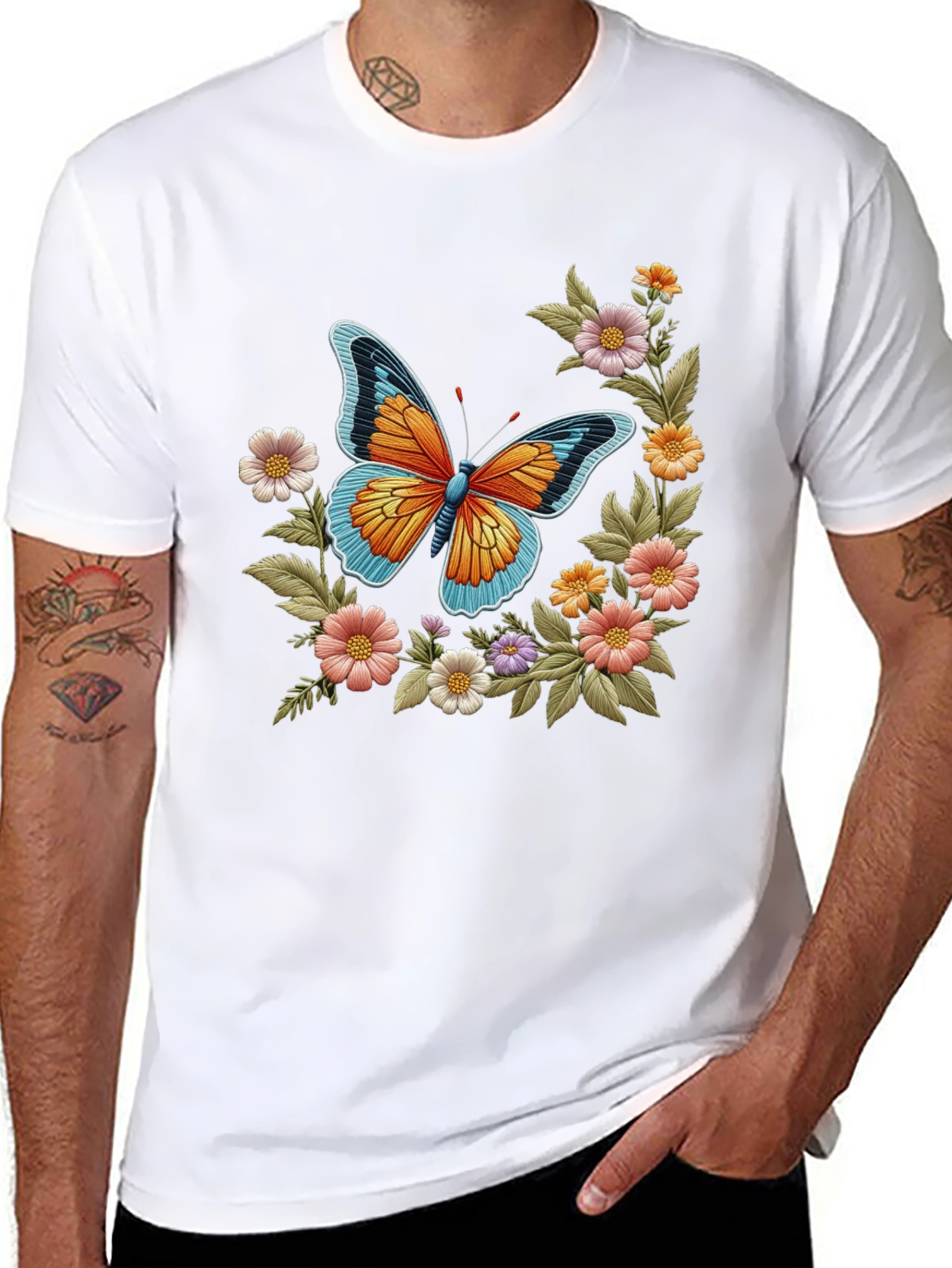 Butterfly Floral Print T-Shirt