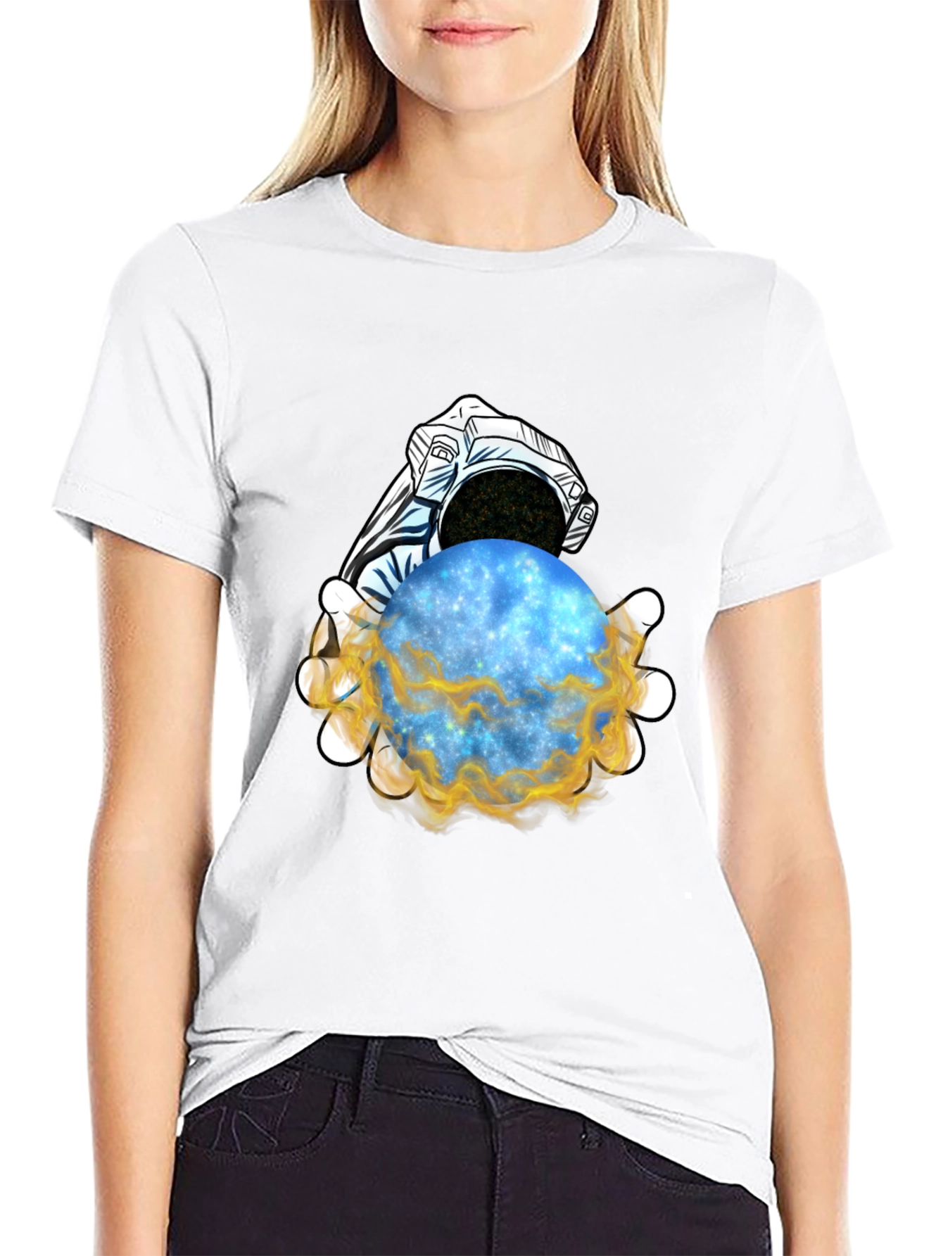 Astronaut Holding Galaxy T-Shirt