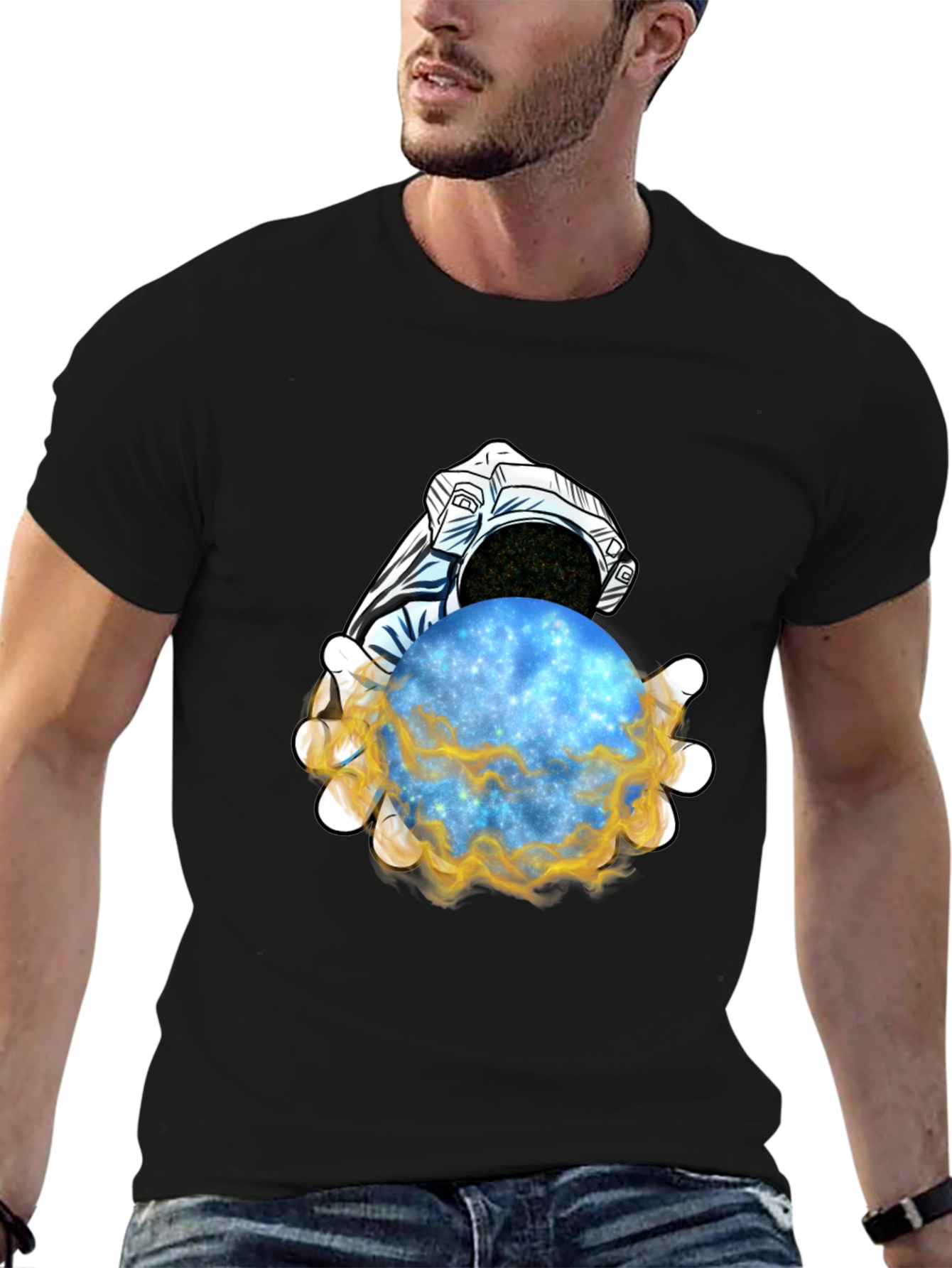 Astronaut Holding Galaxy T-Shirt