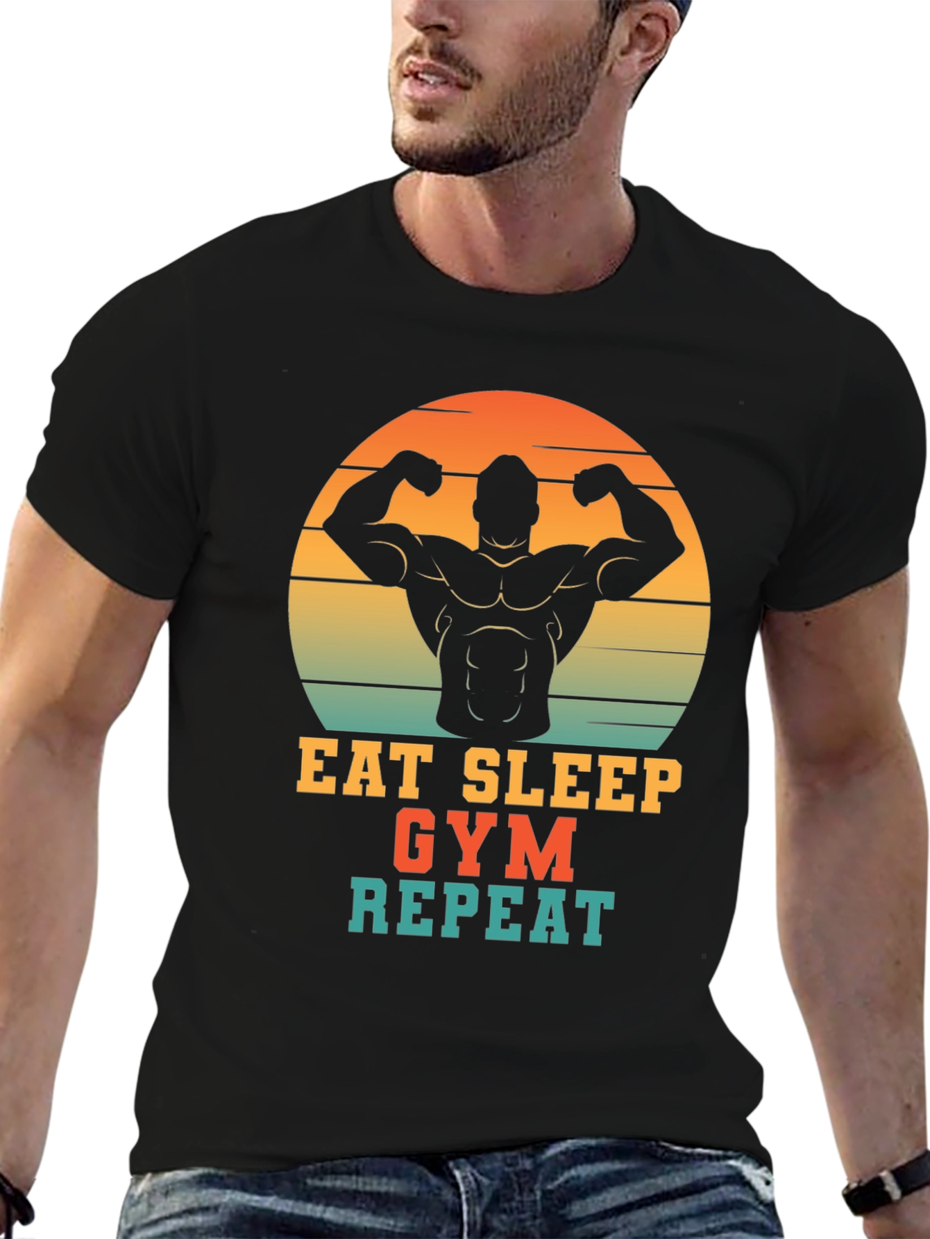 Eat Sleep Gym Repeat Mens Graphic T-Shirt