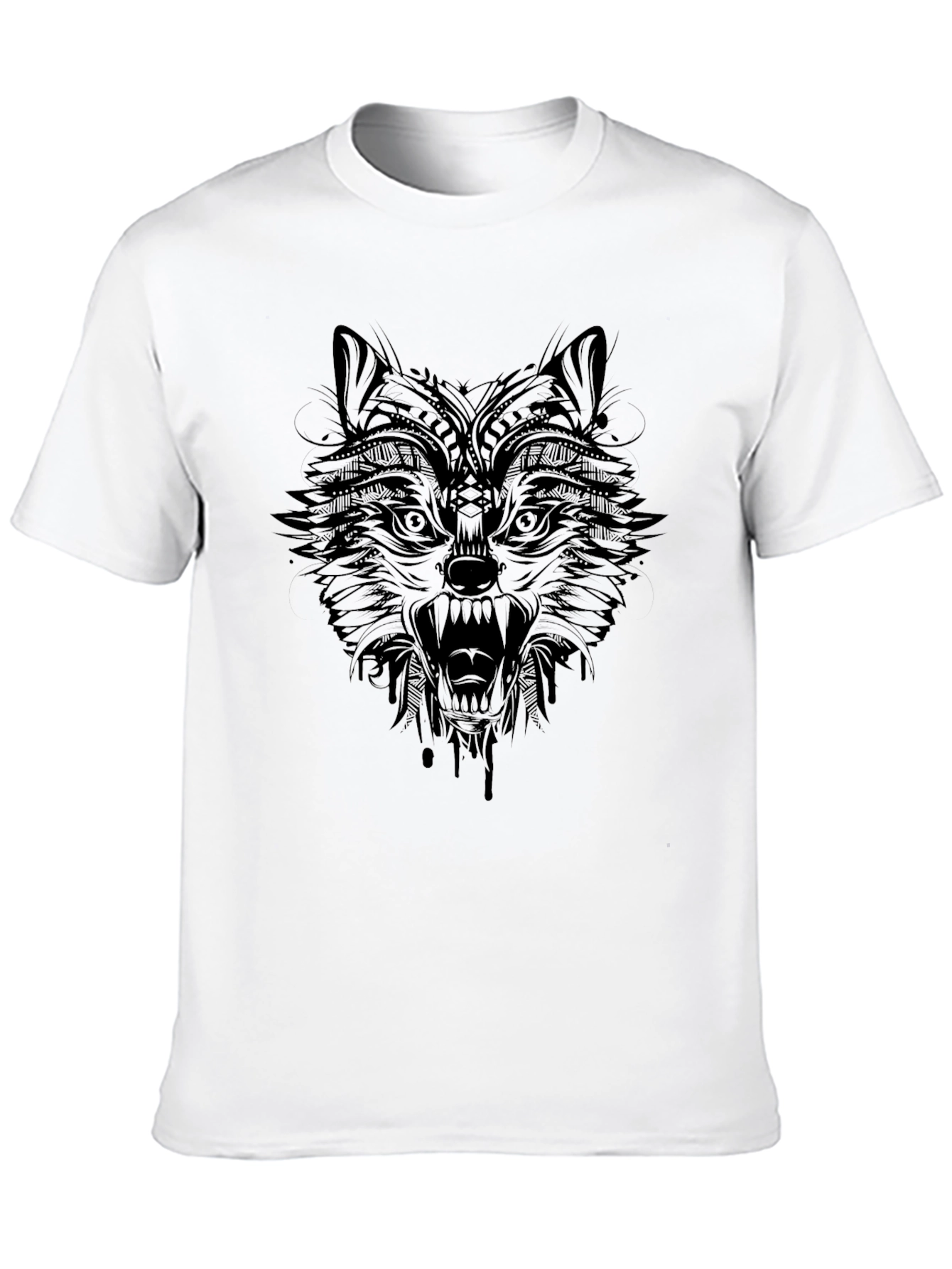 Mens Black Wolf Graphic Tee