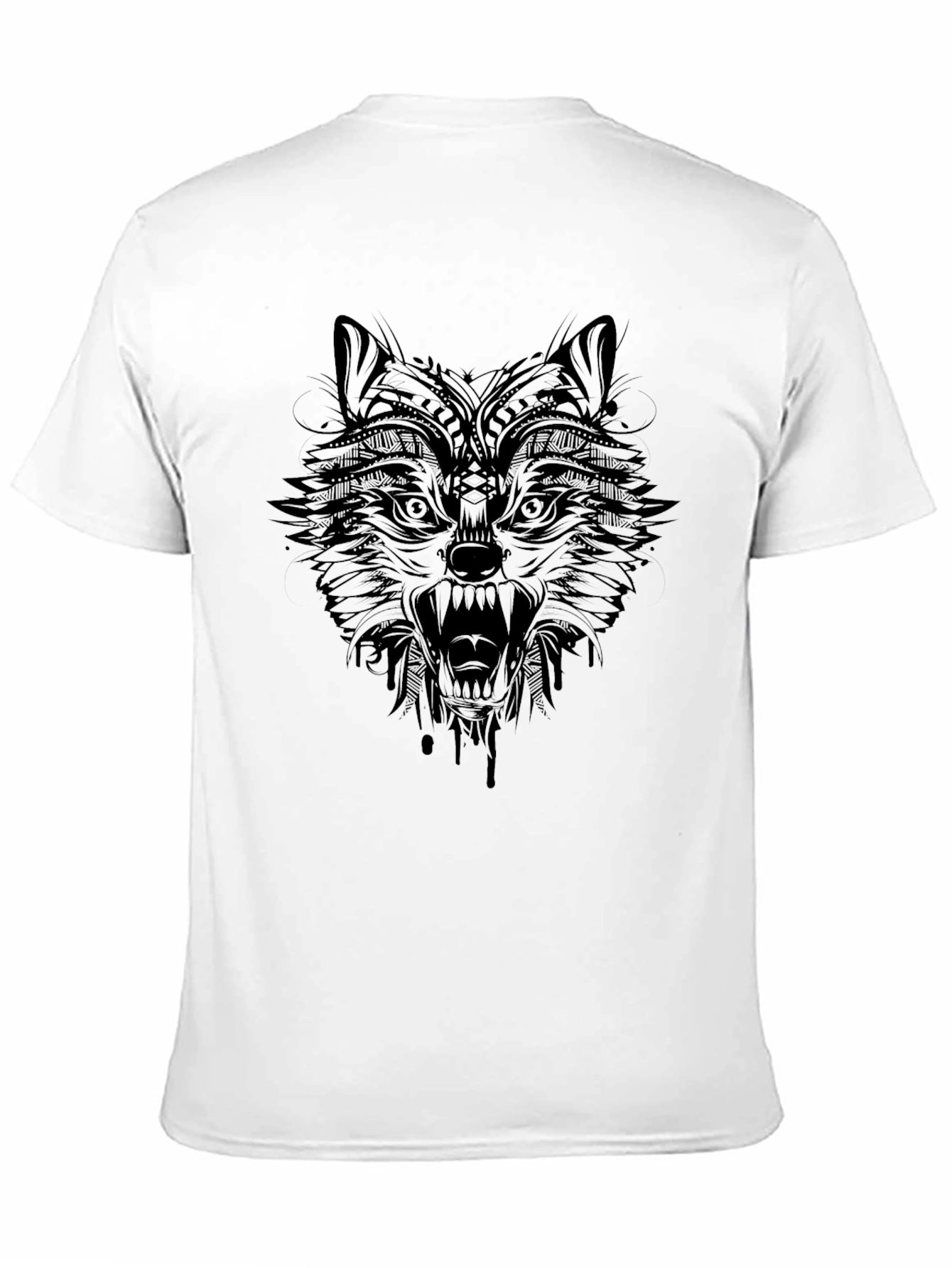 Mens Black Wolf Graphic Tee
