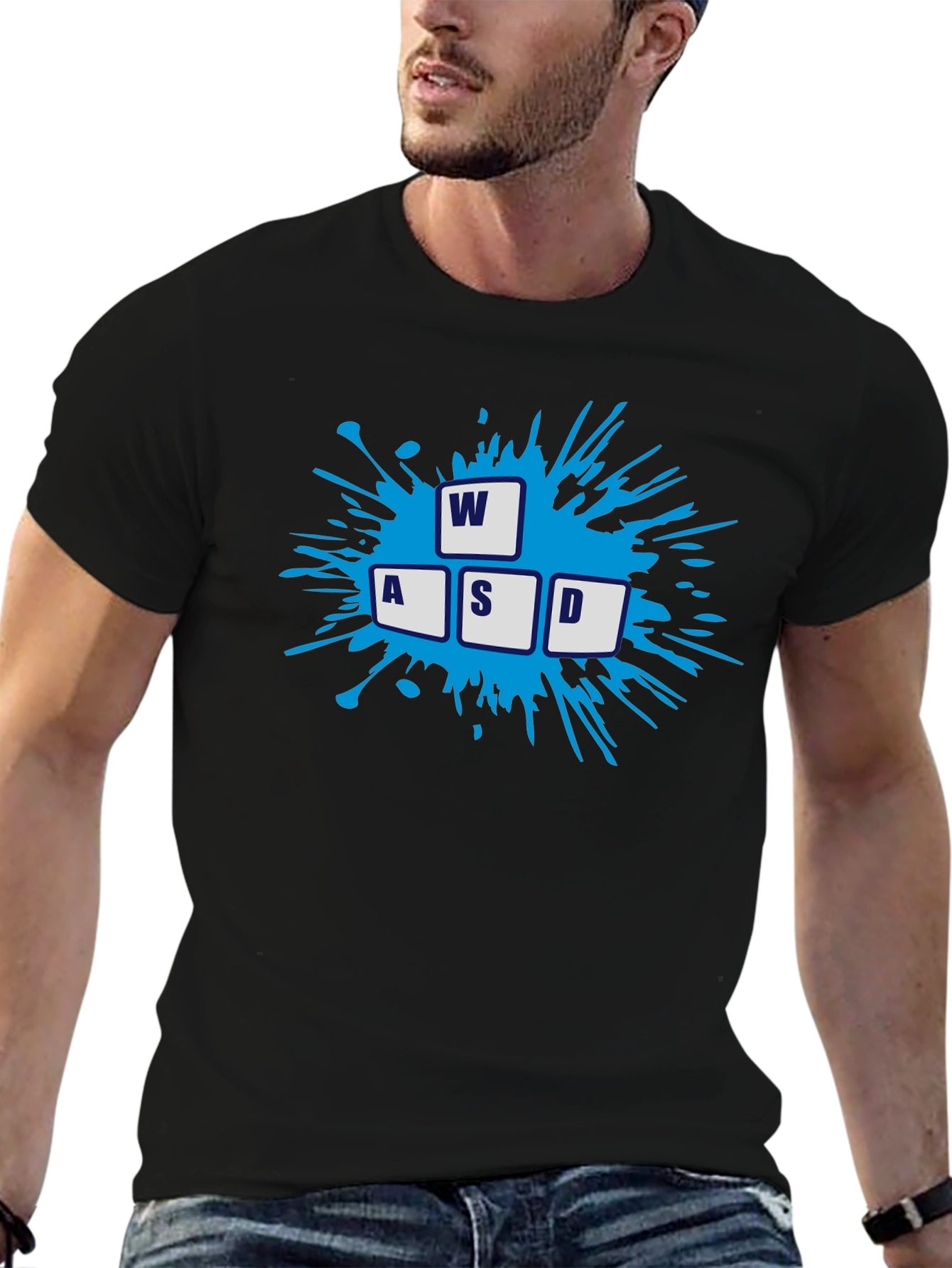 Gamer WASD Keys Graphic Black T-Shirt