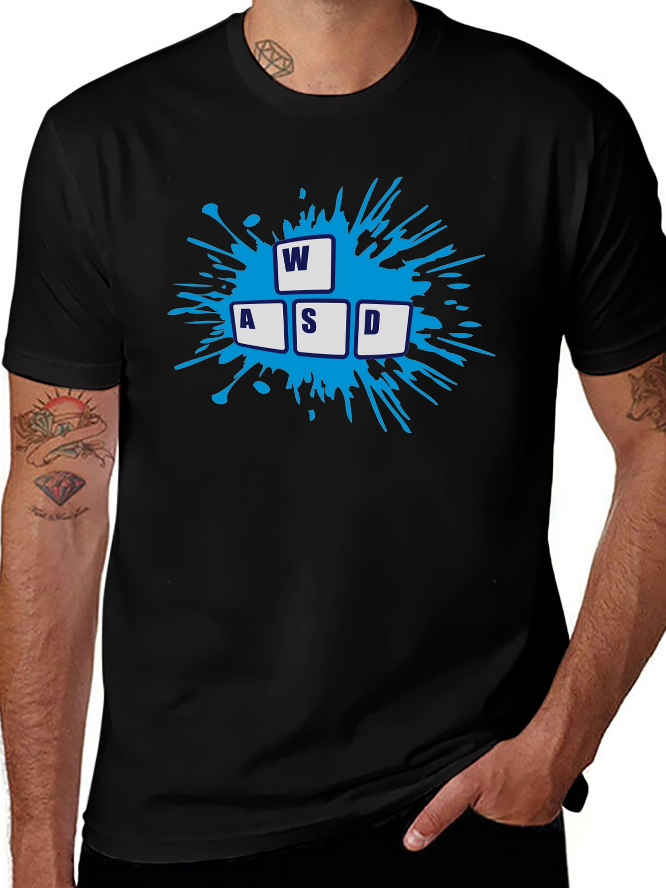 Gamer WASD Keys Graphic Black T-Shirt