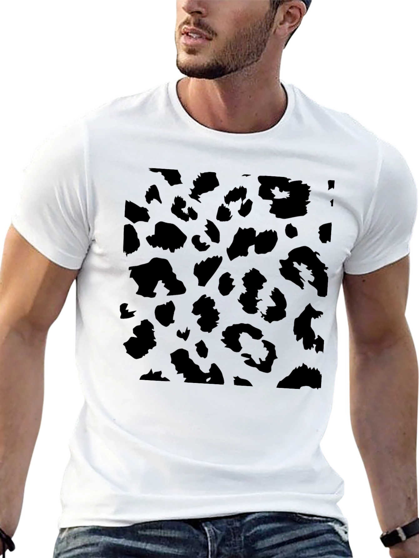 Black Leopard Print Tee - Stylish Mens Casual Wear