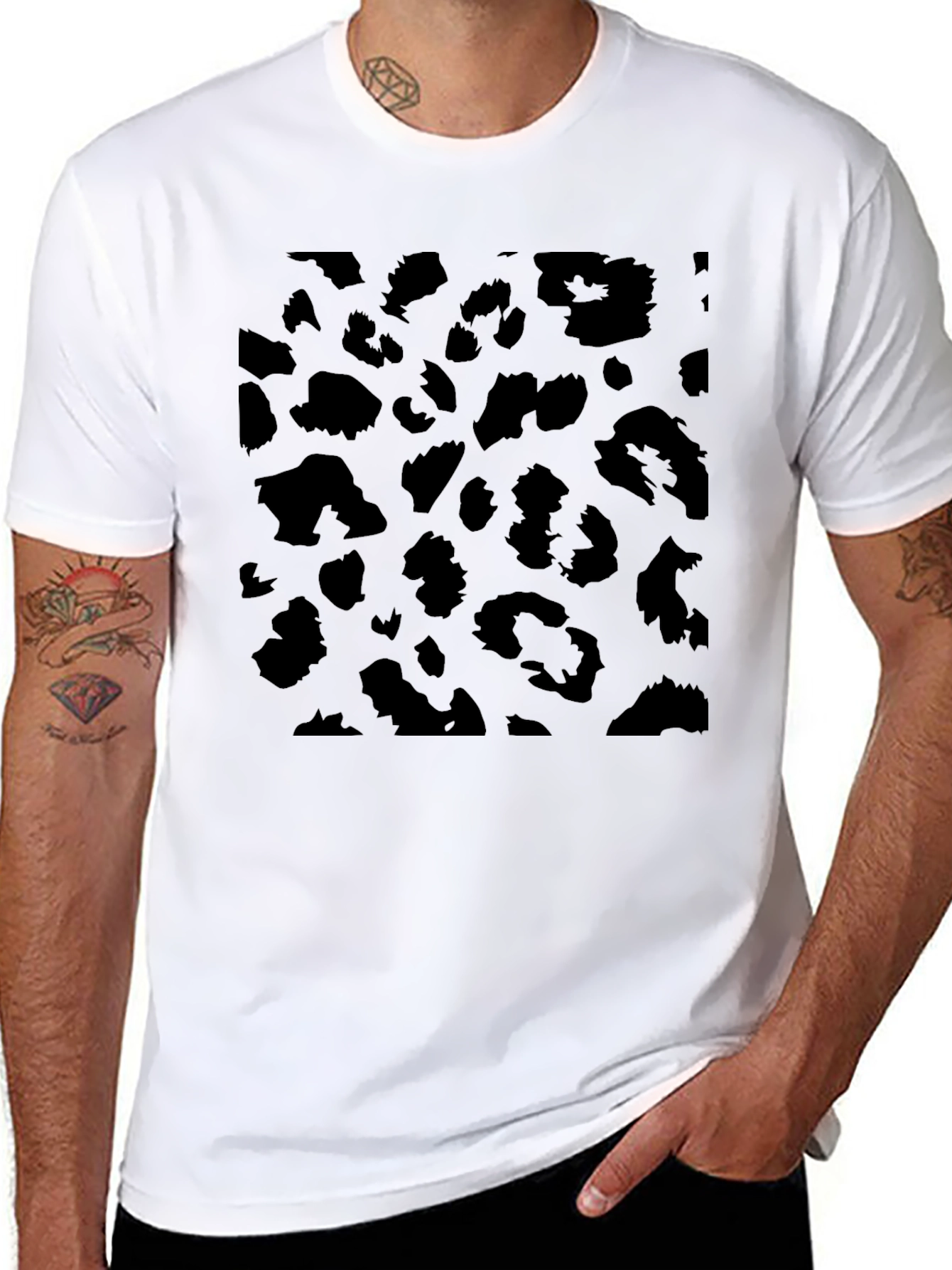 Black Leopard Print Tee - Stylish Mens Casual Wear