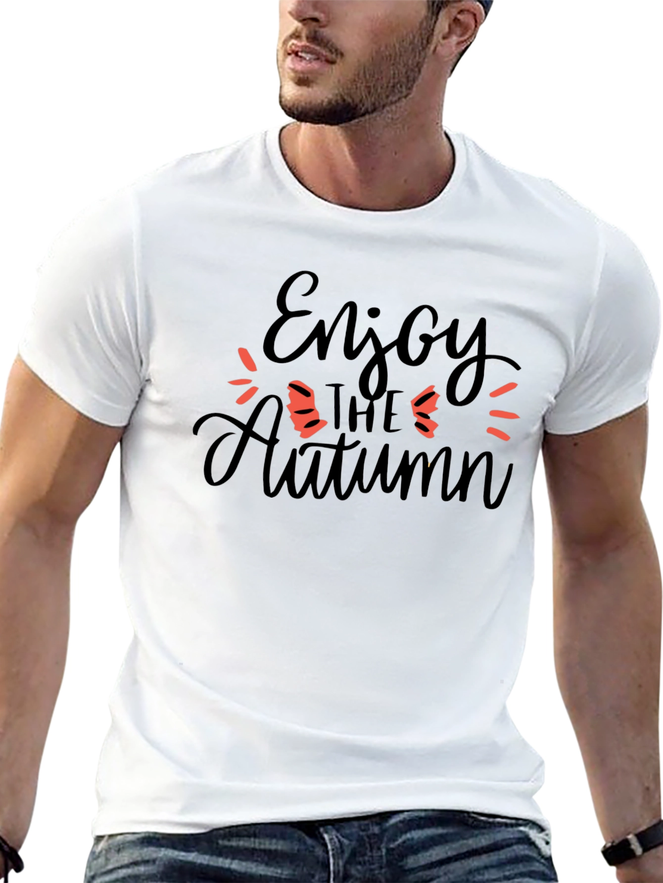 Enjoy The Autumn Black Graphic T-Shirt