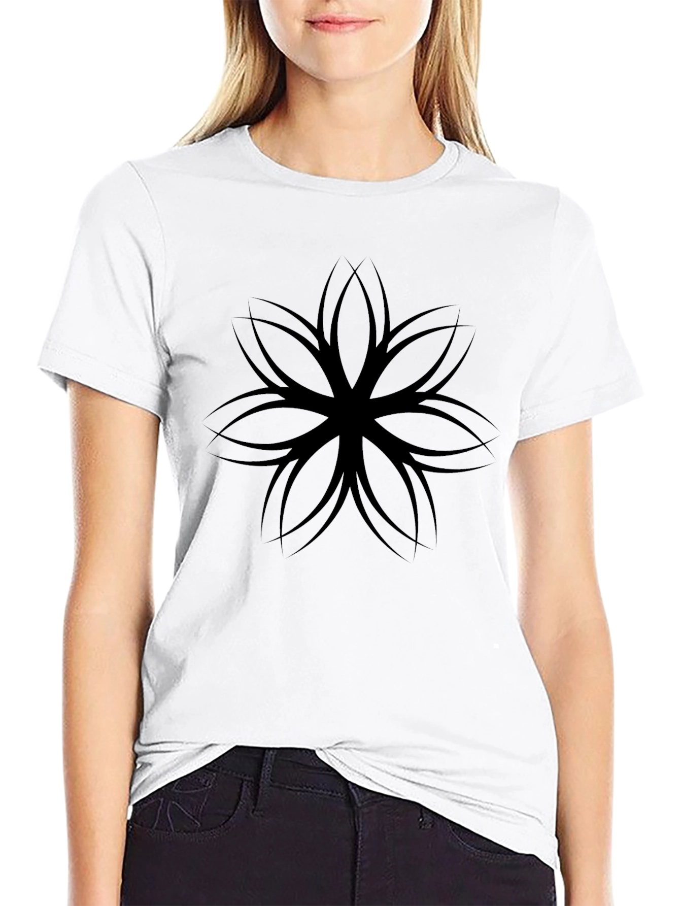 Mens Black Graphic Tee - Floral Design