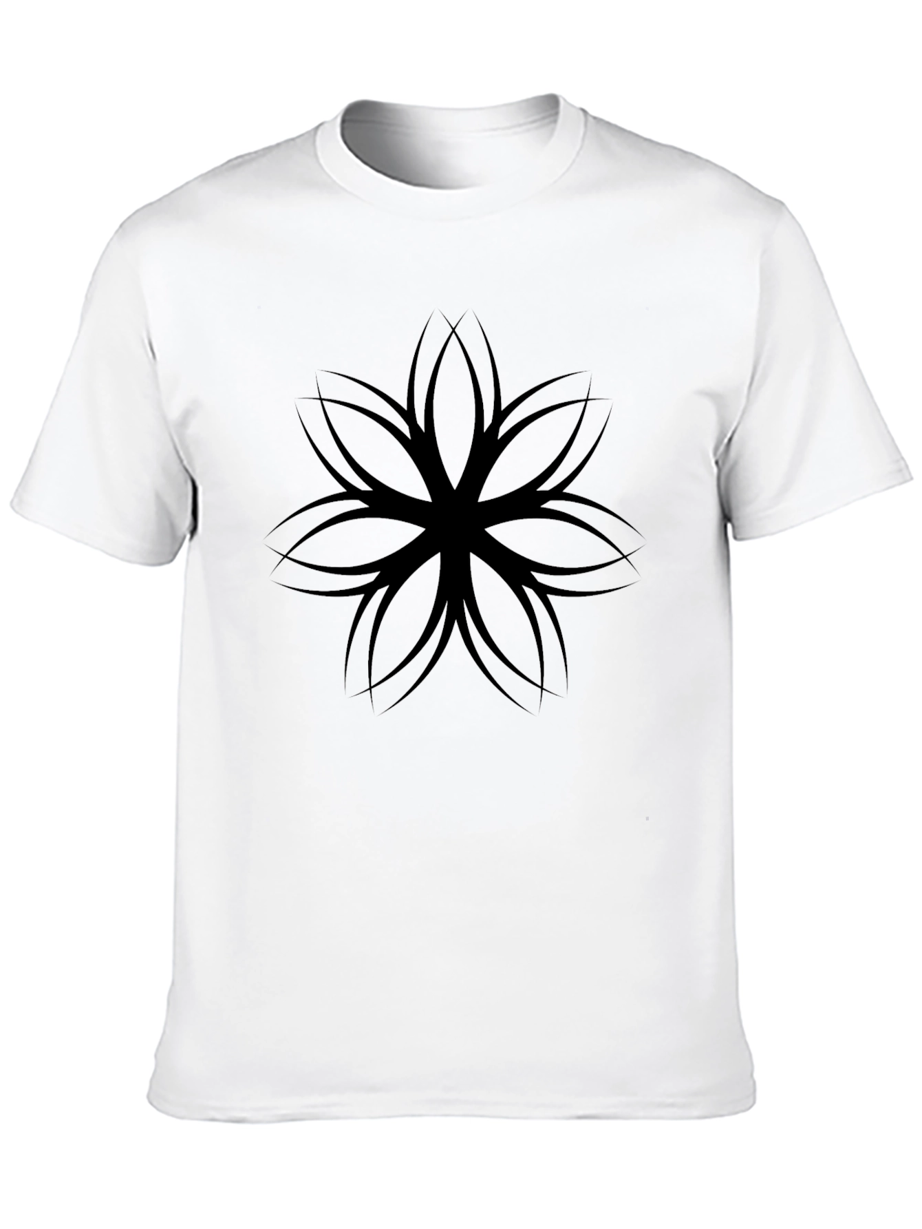 Mens Black Graphic Tee - Floral Design