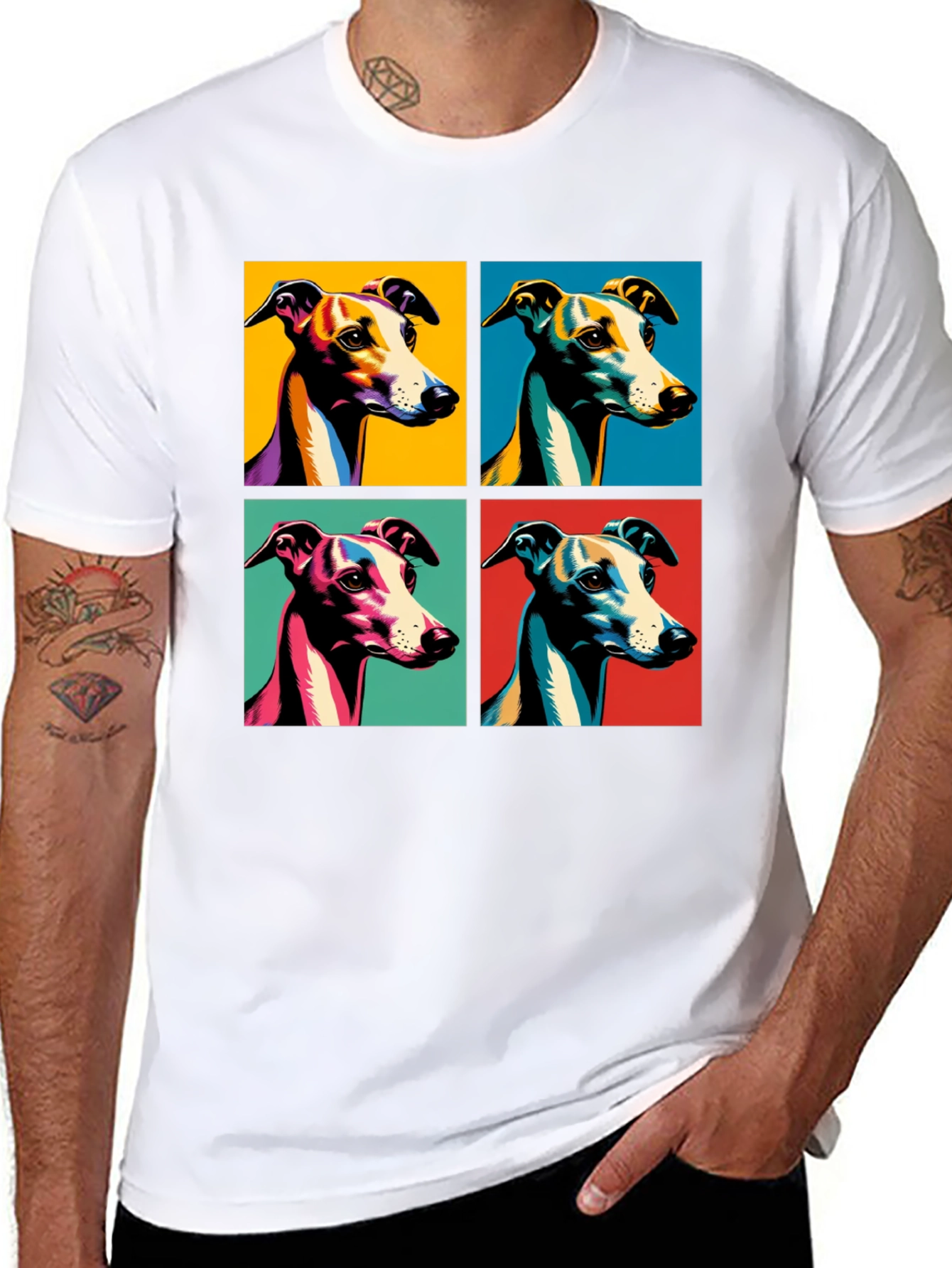 Greyhound Pop Art T-Shirt – Colorful Dog Lover Tee
